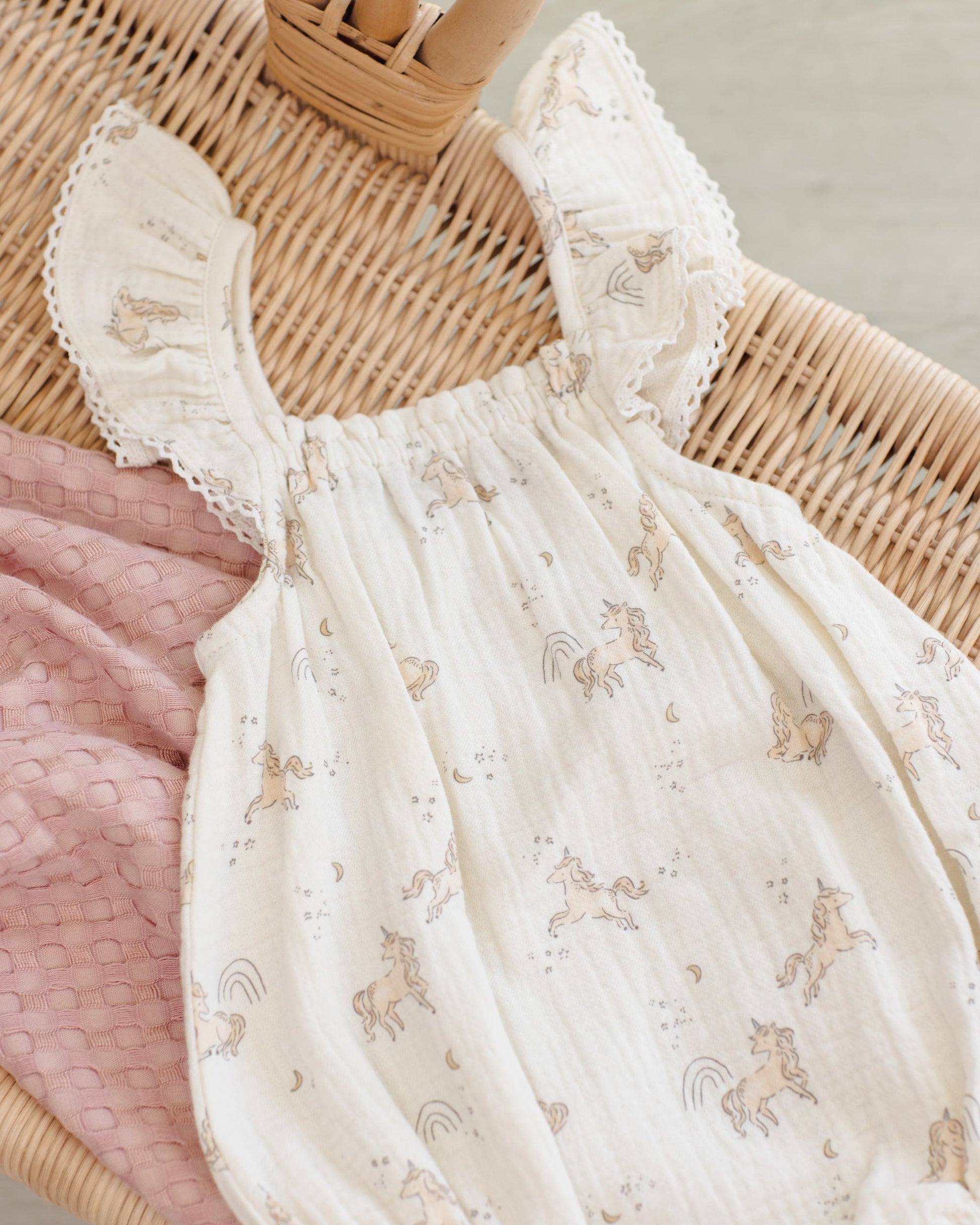 Quincy Mae Baby Bonnie Romper || Unicorns