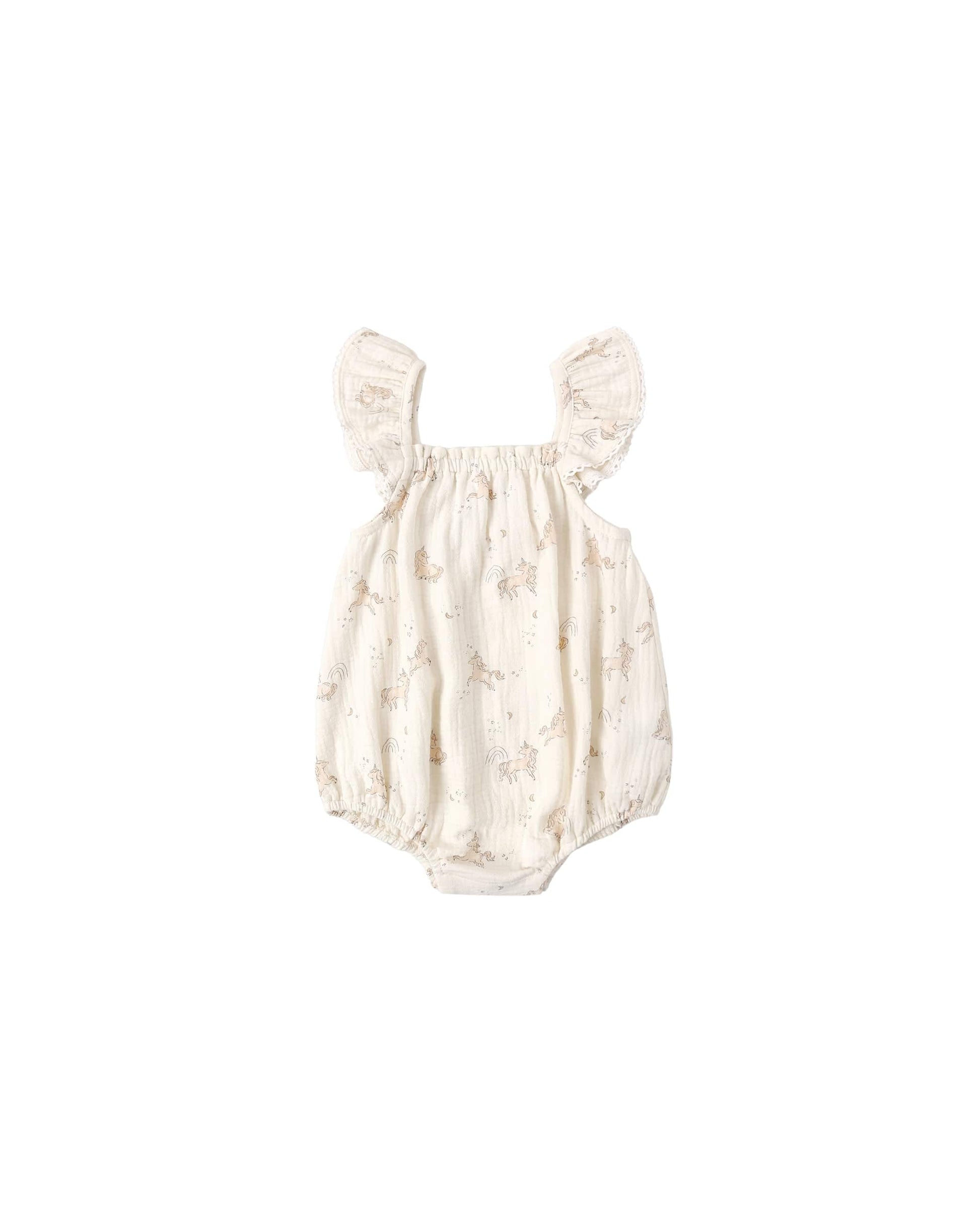 Quincy Mae Baby Bonnie Romper || Unicorns