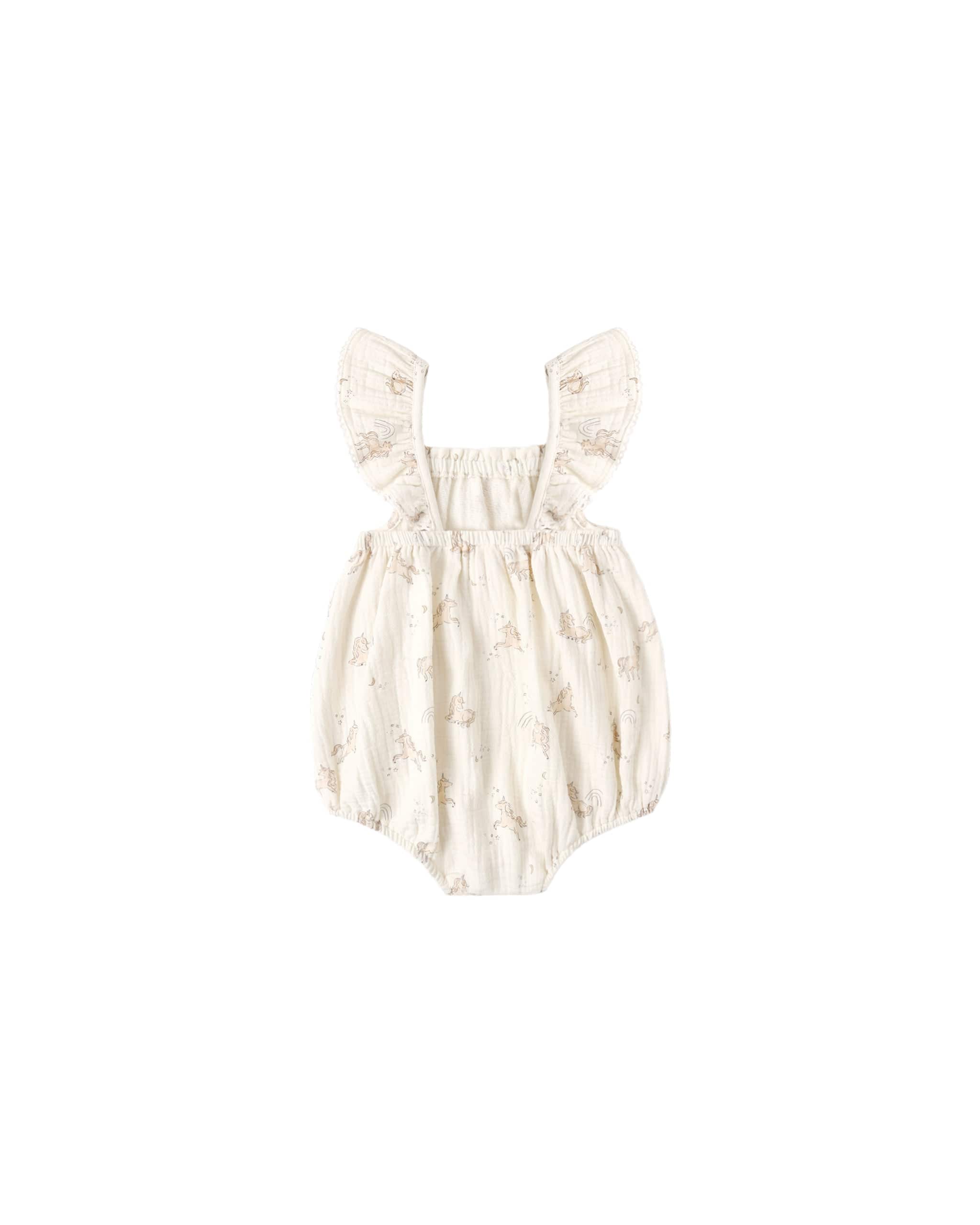 Quincy Mae Baby Bonnie Romper || Unicorns