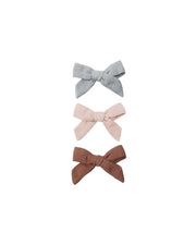 Quincy Mae Baby Bow W. Clip, Set Of 3 || Sky, Blush, Poppy