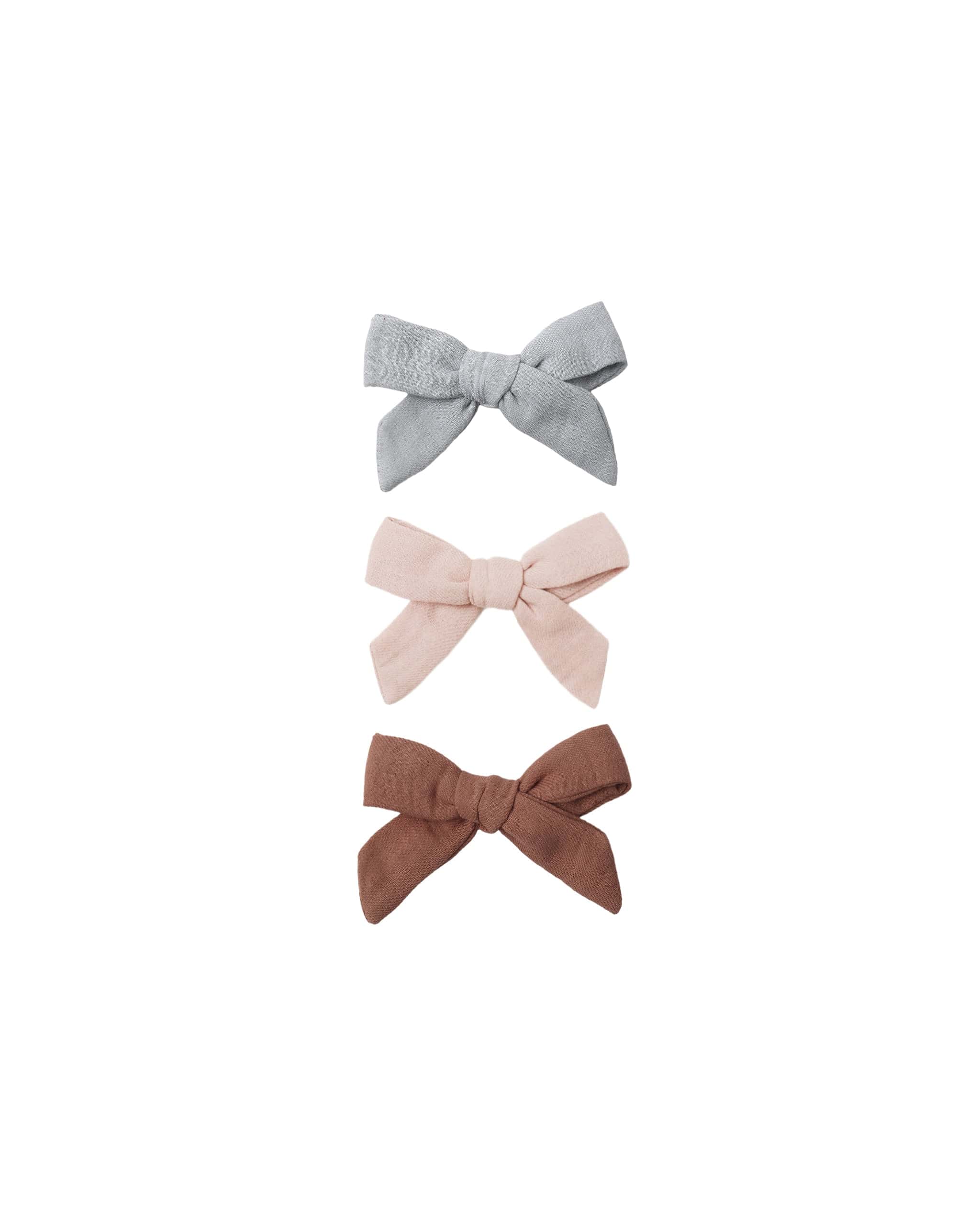 Quincy Mae Baby Bow W. Clip, Set Of 3 || Sky, Blush, Poppy