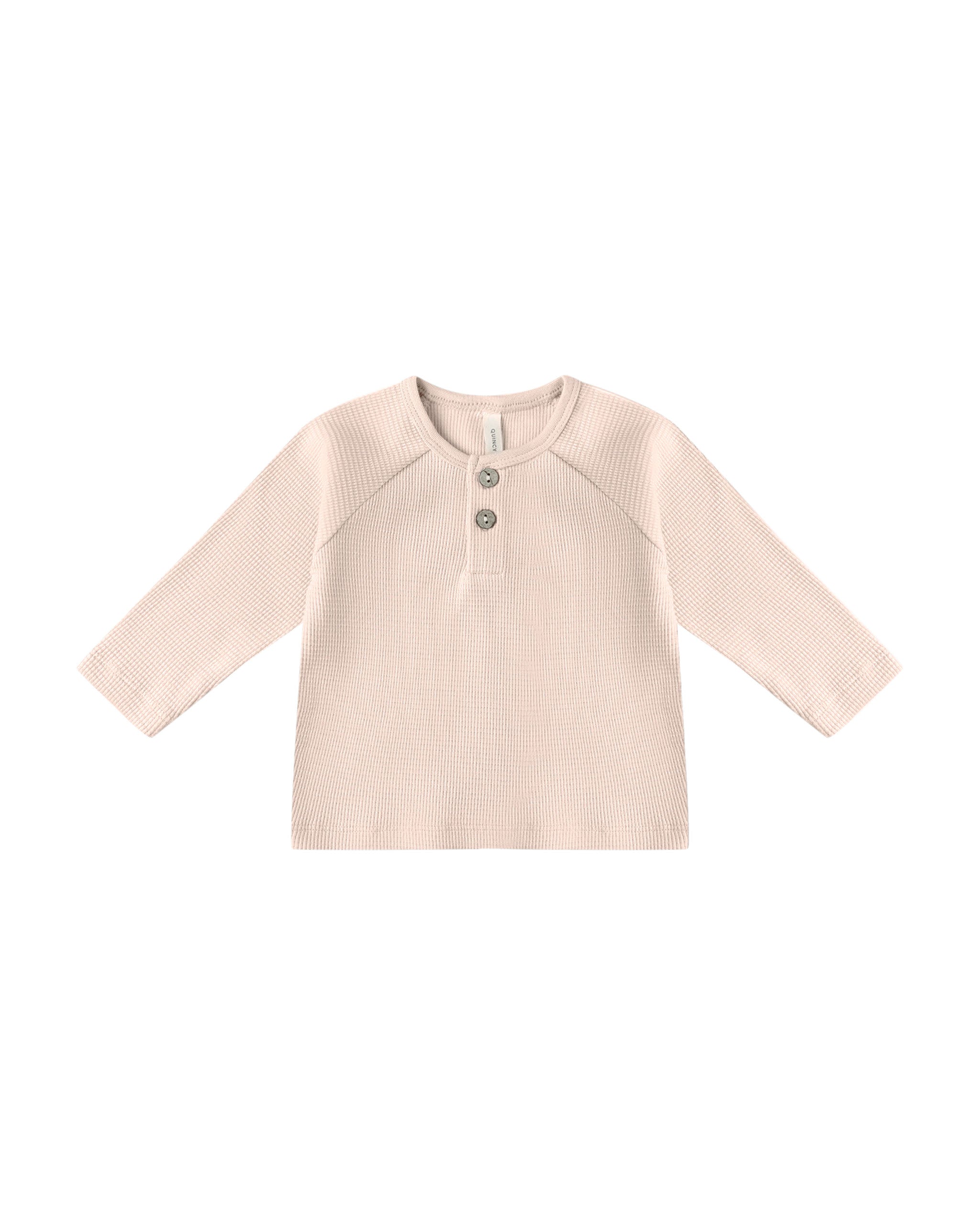 Quincy Mae Baby Henley Knit Top - Antique
