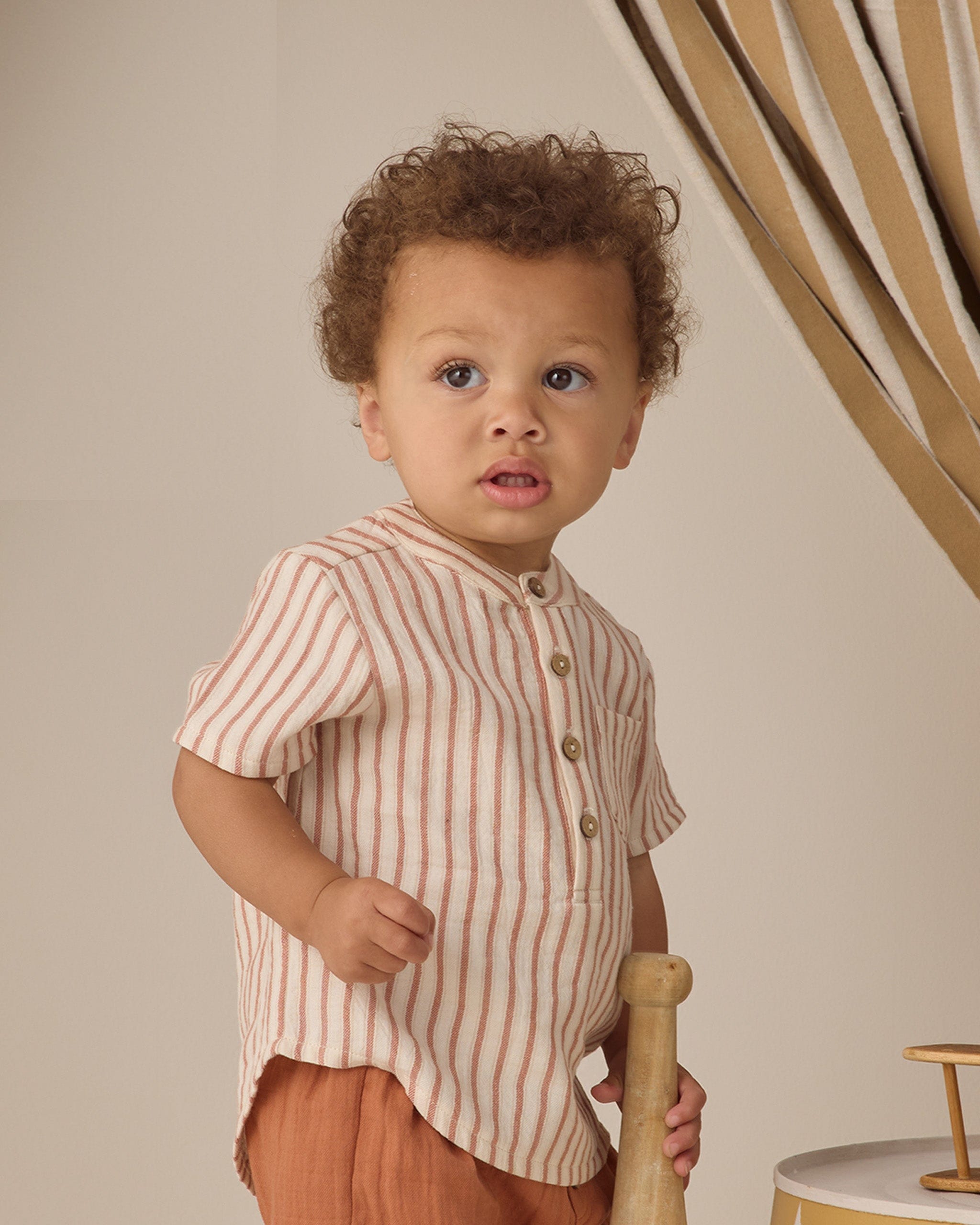 Quincy Mae Baby Jaxson Shirt || Vintage Stripe