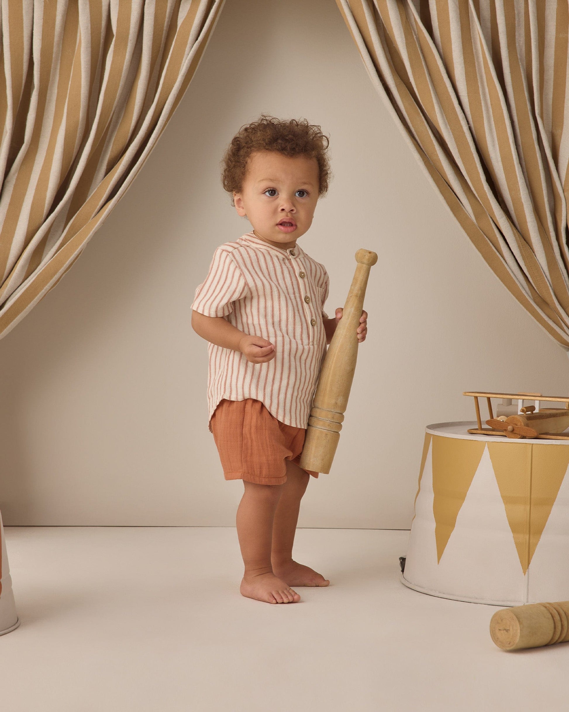 Quincy Mae Baby Jaxson Shirt || Vintage Stripe