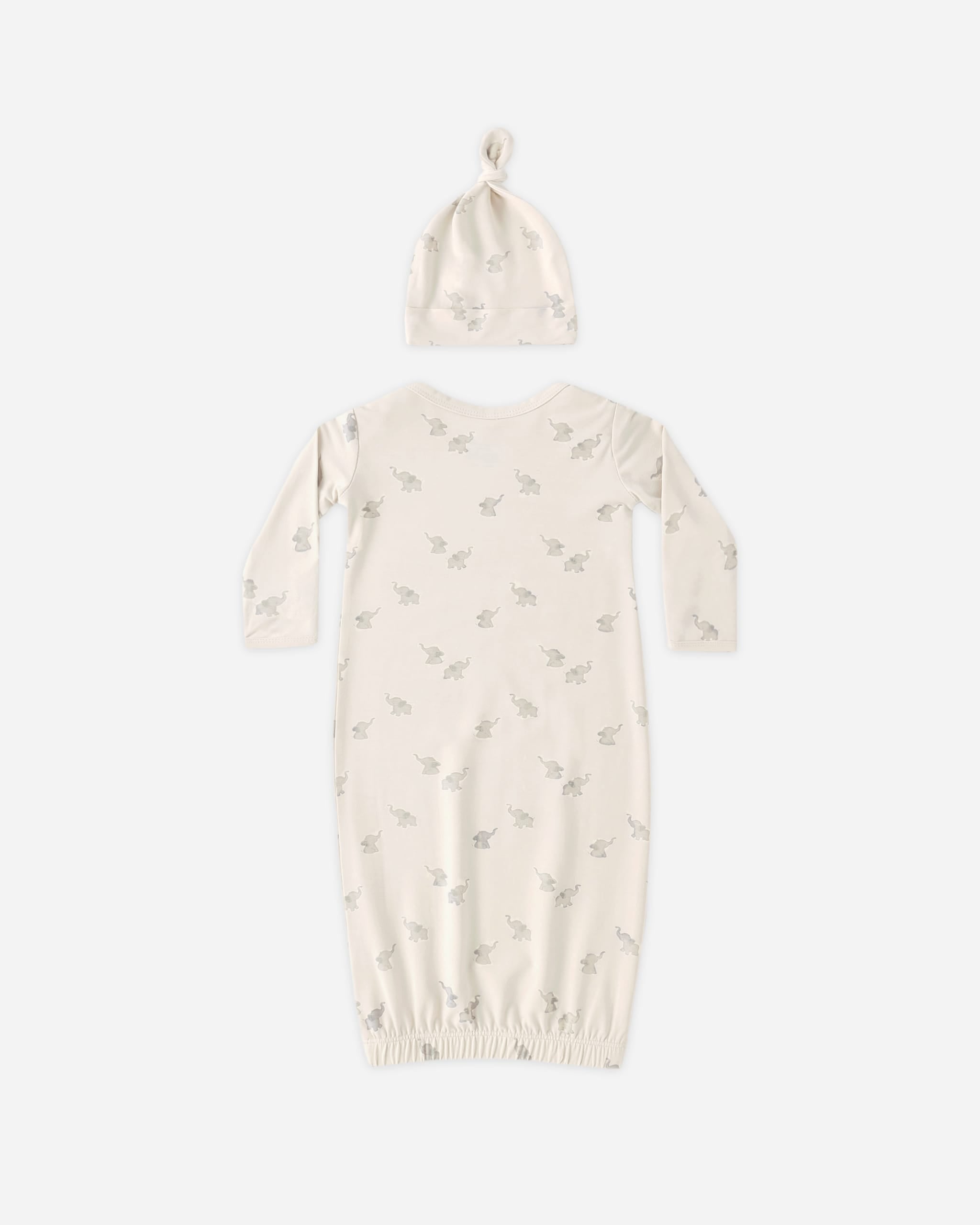 Quincy Mae Baby Newborn Bamboo Baby Gown + Hat Set || Elephants
