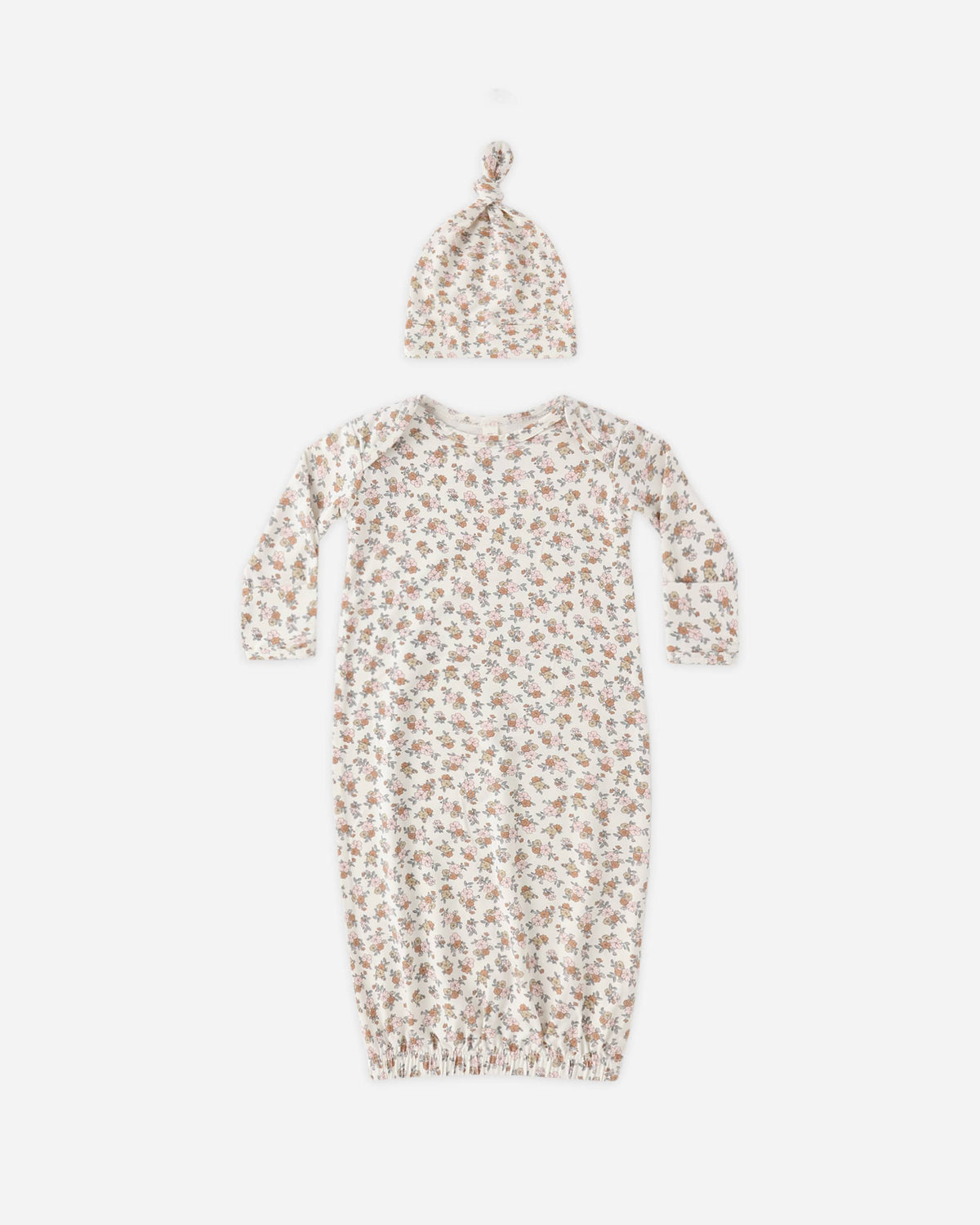 Quincy Mae Baby Newborn Bamboo Baby Gown + Hat Set || Wildflower
