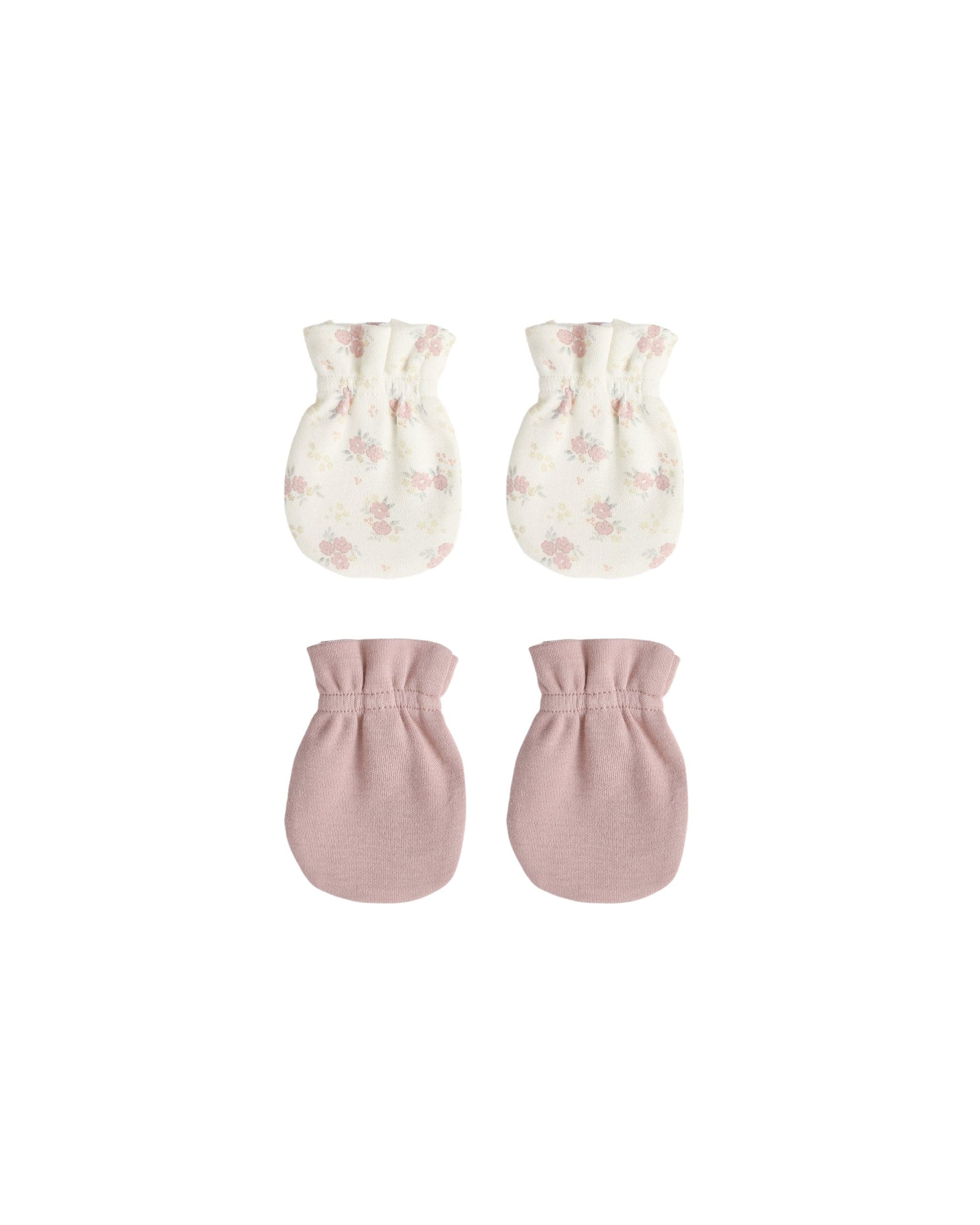 Quincy Mae Baby No Scratch Mittens Set - Mauve, Flower Field