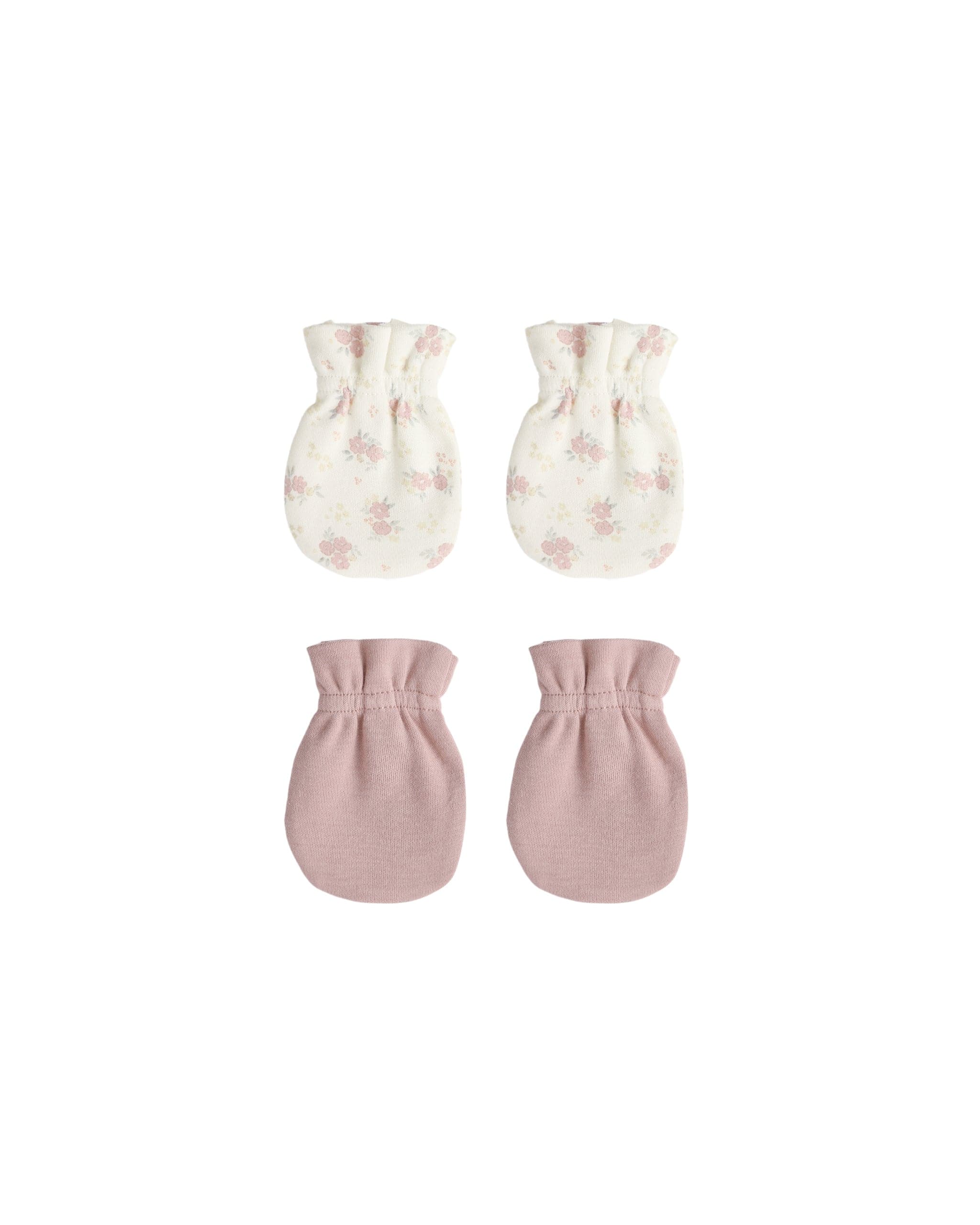 Quincy Mae Baby No Scratch Mittens Set - Mauve, Flower Field