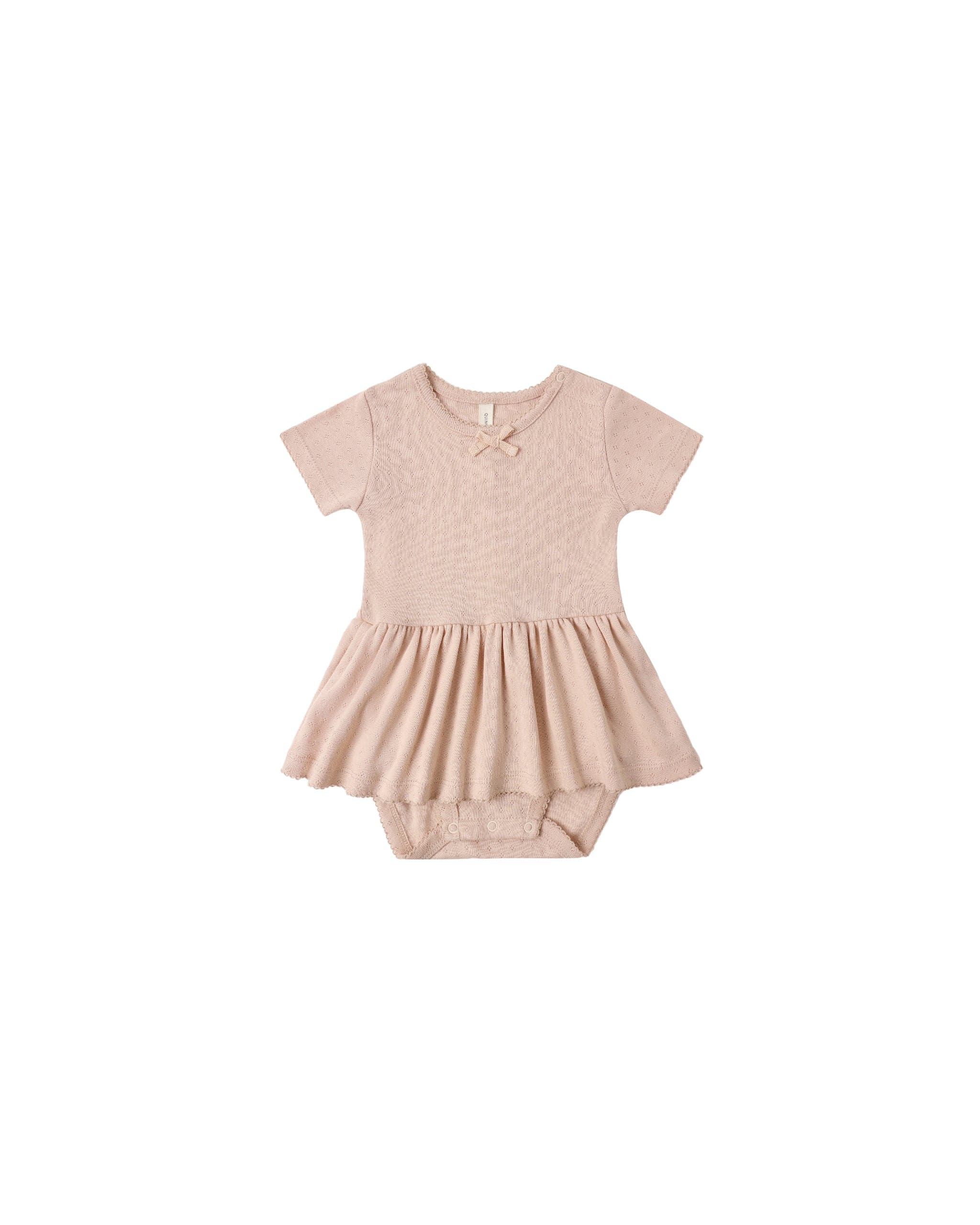 Quincy Mae Baby Pointelle Skirted Bodysuit Melon