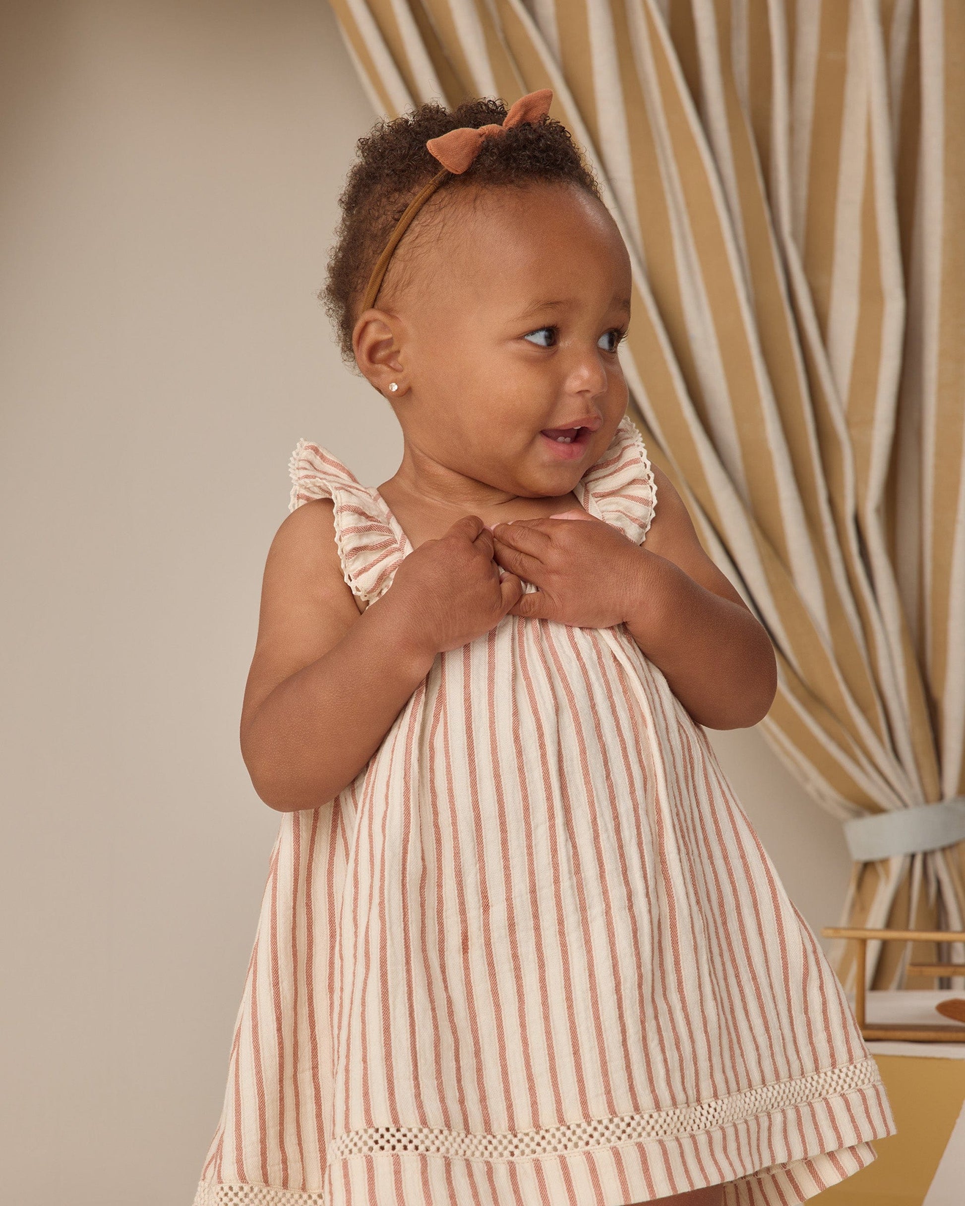 Quincy Mae Baby Ruffle Tank Dress || Vintage Stripe