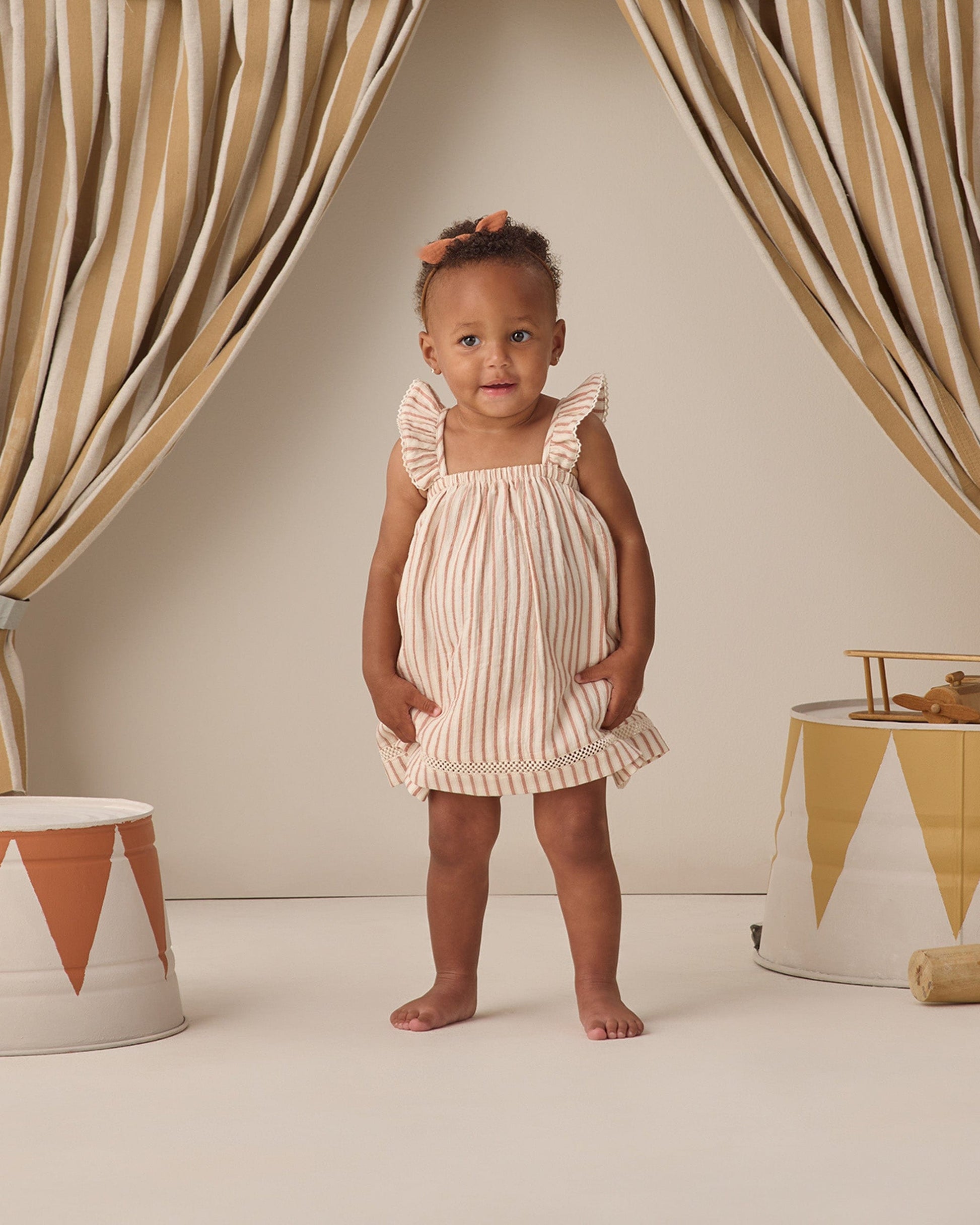 Quincy Mae Baby Ruffle Tank Dress || Vintage Stripe