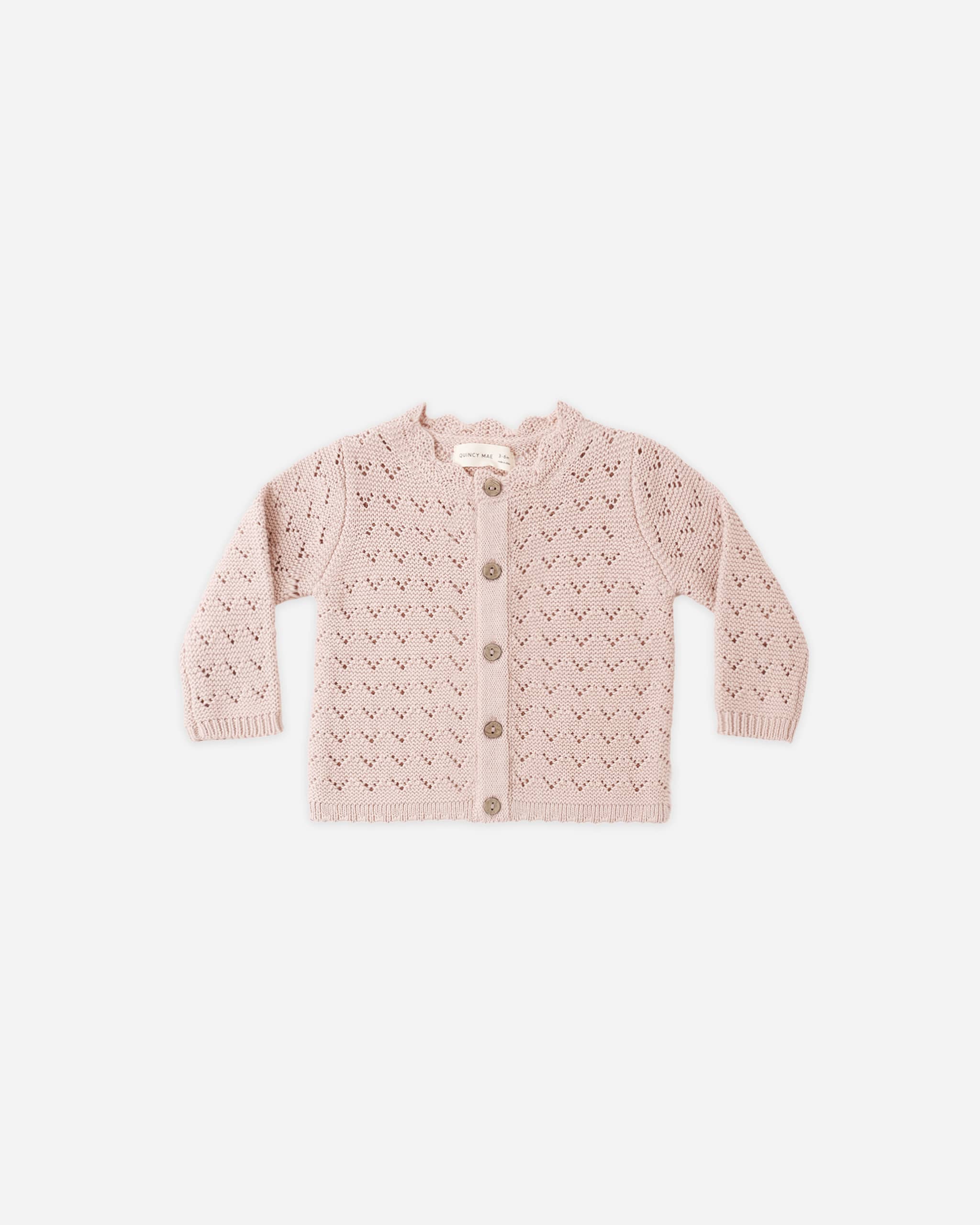 Quincy Mae Baby Scalloped Cardigan || Blush