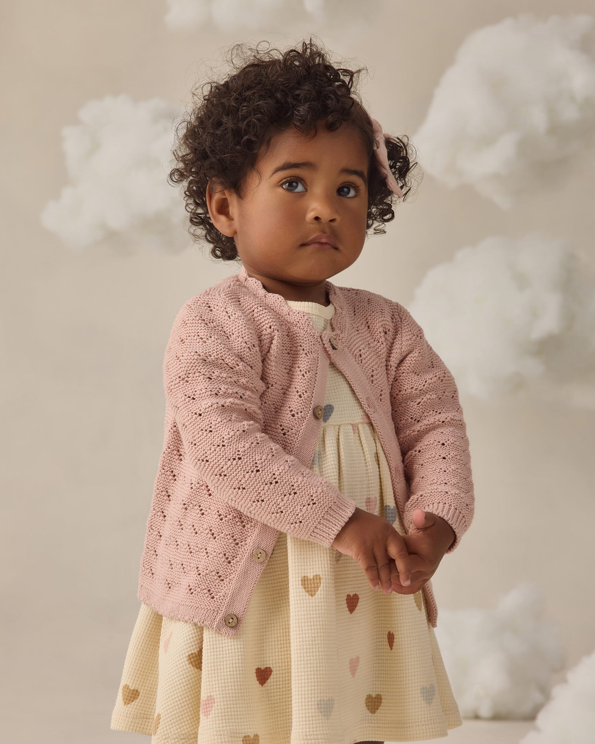 Quincy Mae Baby Scalloped Cardigan || Blush