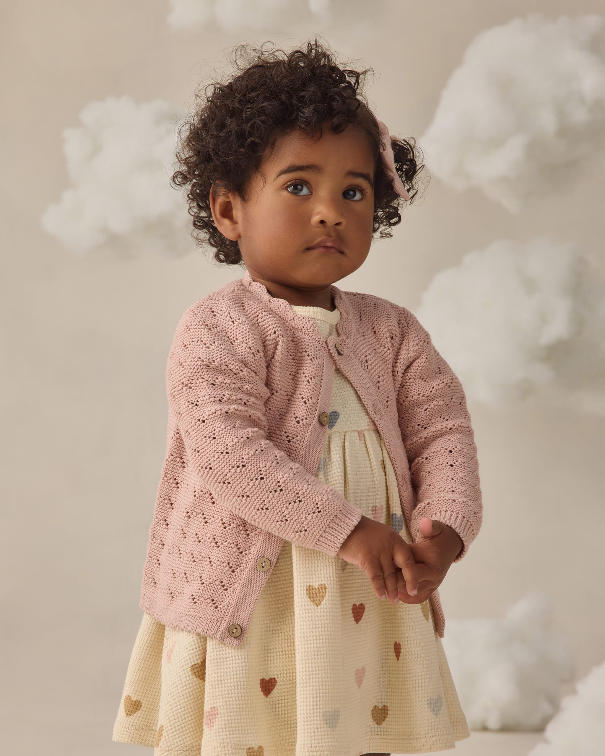 Quincy Mae Baby Scalloped Cardigan || Blush