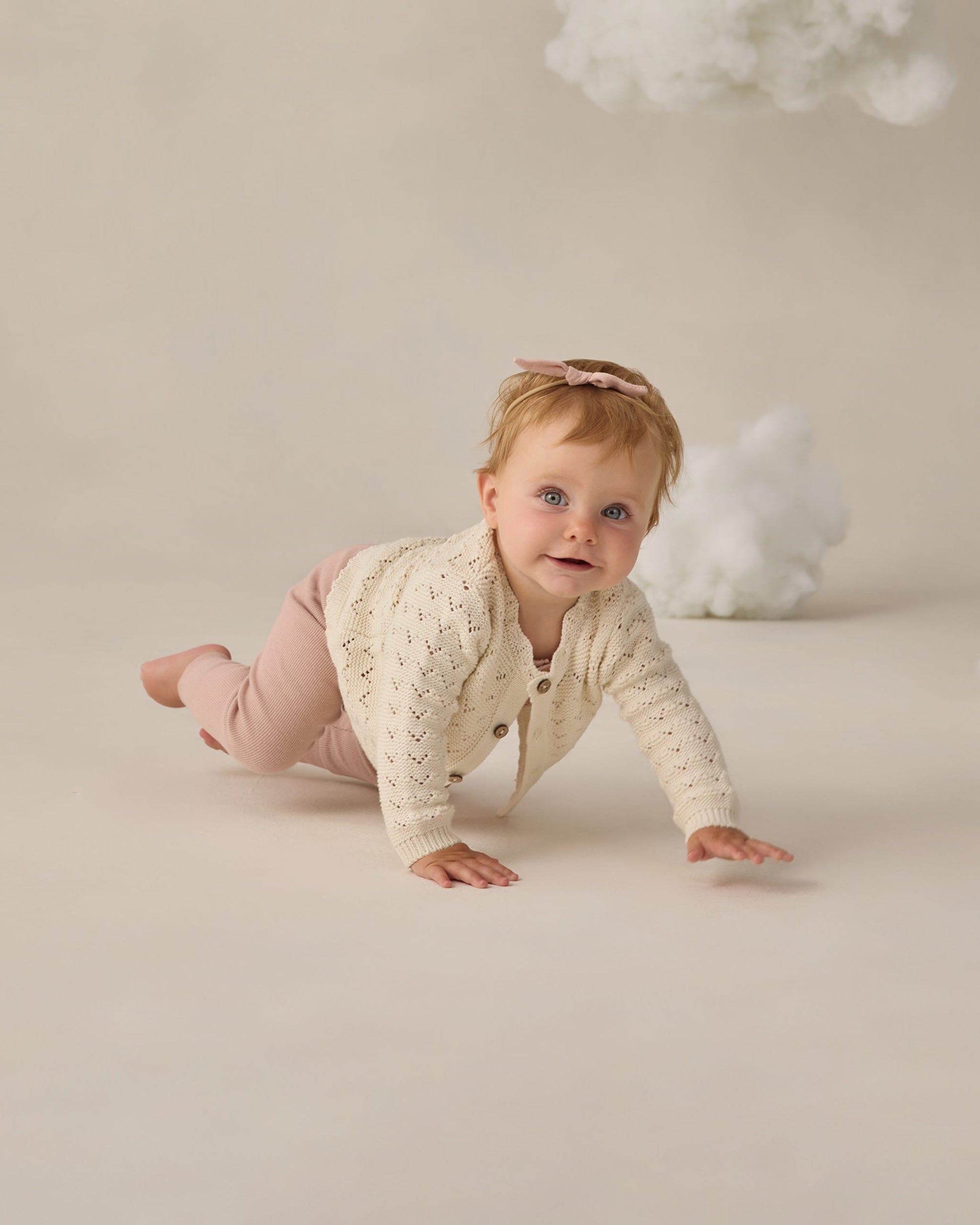 Quincy Mae Baby Scalloped Cardigan || Natural