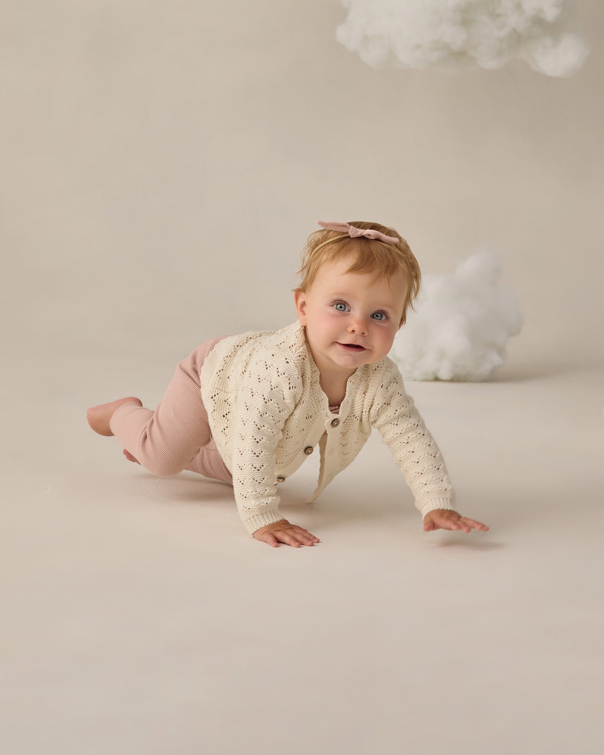 Quincy Mae Baby Scalloped Cardigan || Natural