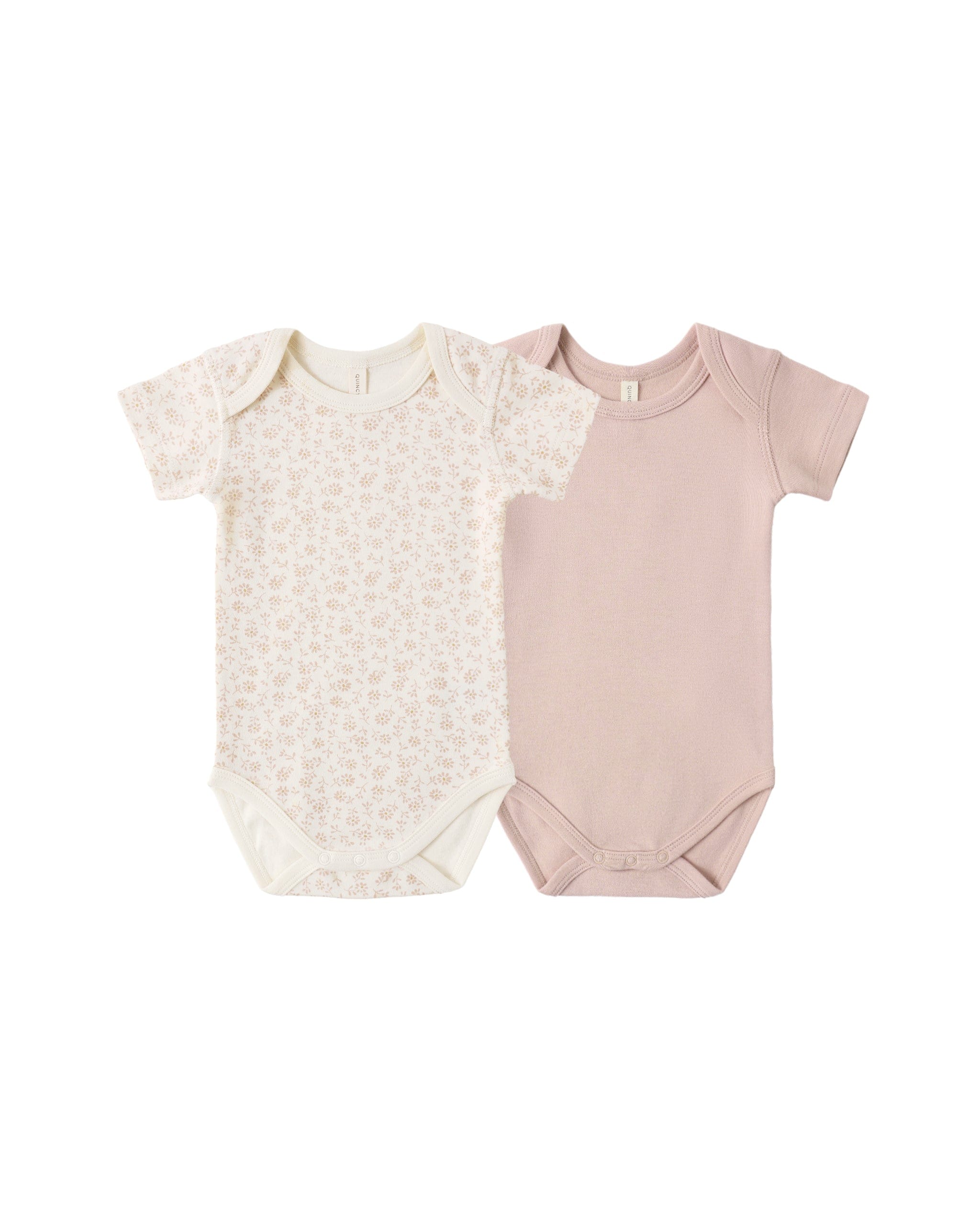 Quincy Mae Baby Short Sleeve Bodysuit Pack || Ditsy, Blush