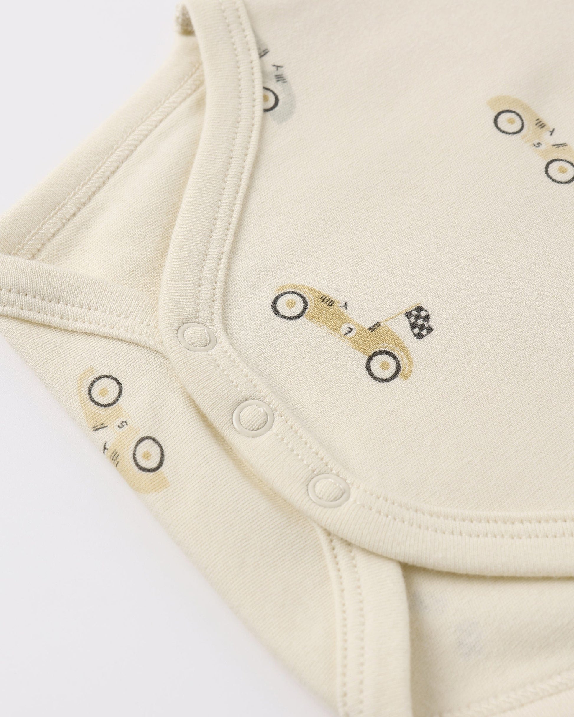 Quincy Mae Baby Short Sleeve Bodysuit Pack || Race Car, Oat Micro Stripe