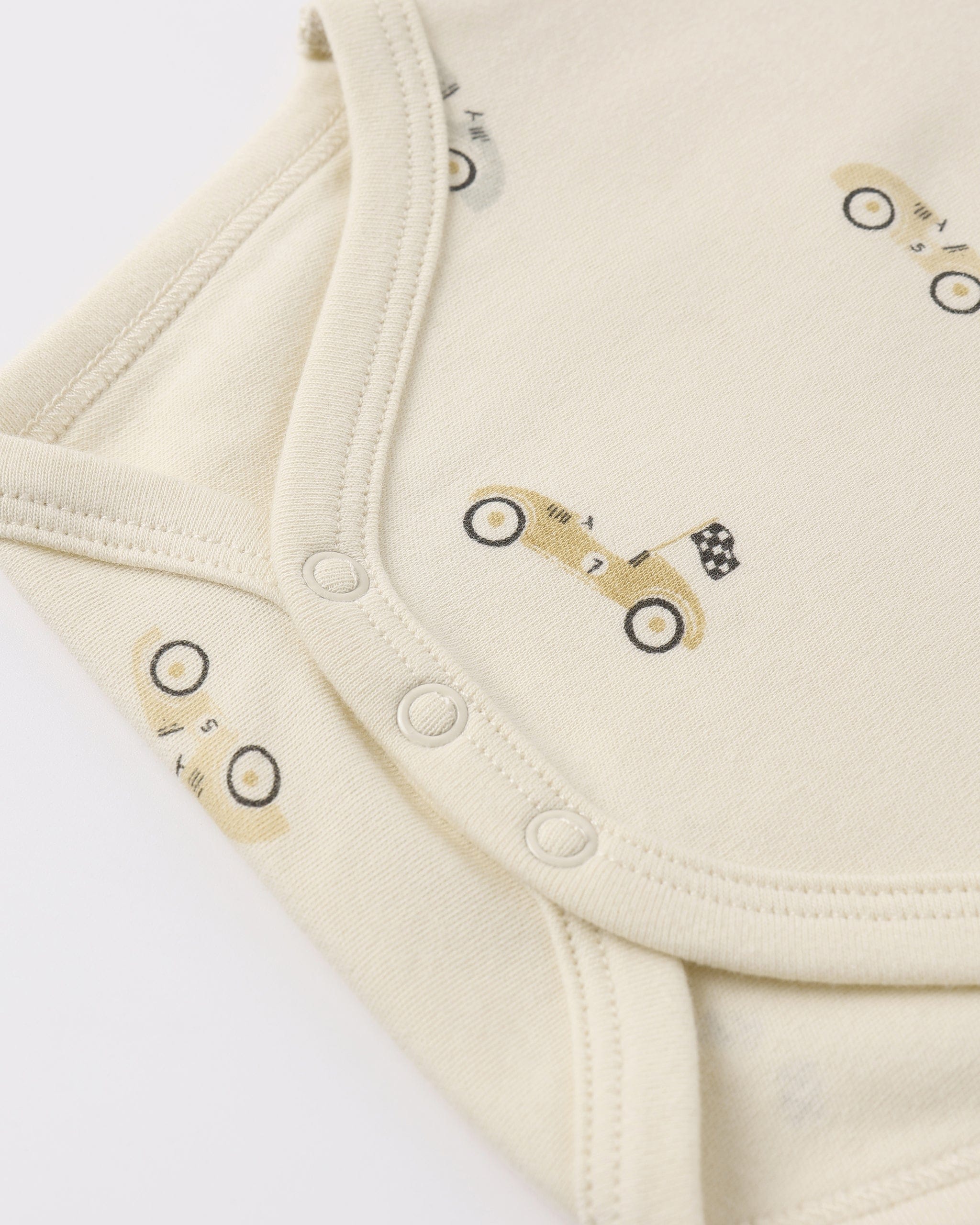 Quincy Mae Baby Short Sleeve Bodysuit Pack || Race Car, Oat Micro Stripe