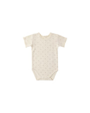 Quincy Mae Baby Short Sleeve Waffle Bodysuit Mauve Ditsy