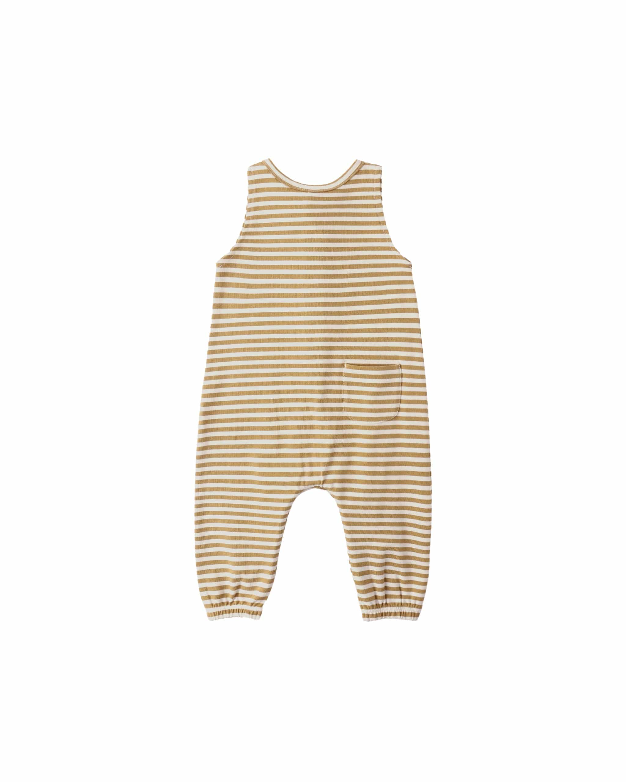 Quincy Mae Baby Sleeveless Jumpsuit || Honey Stripe