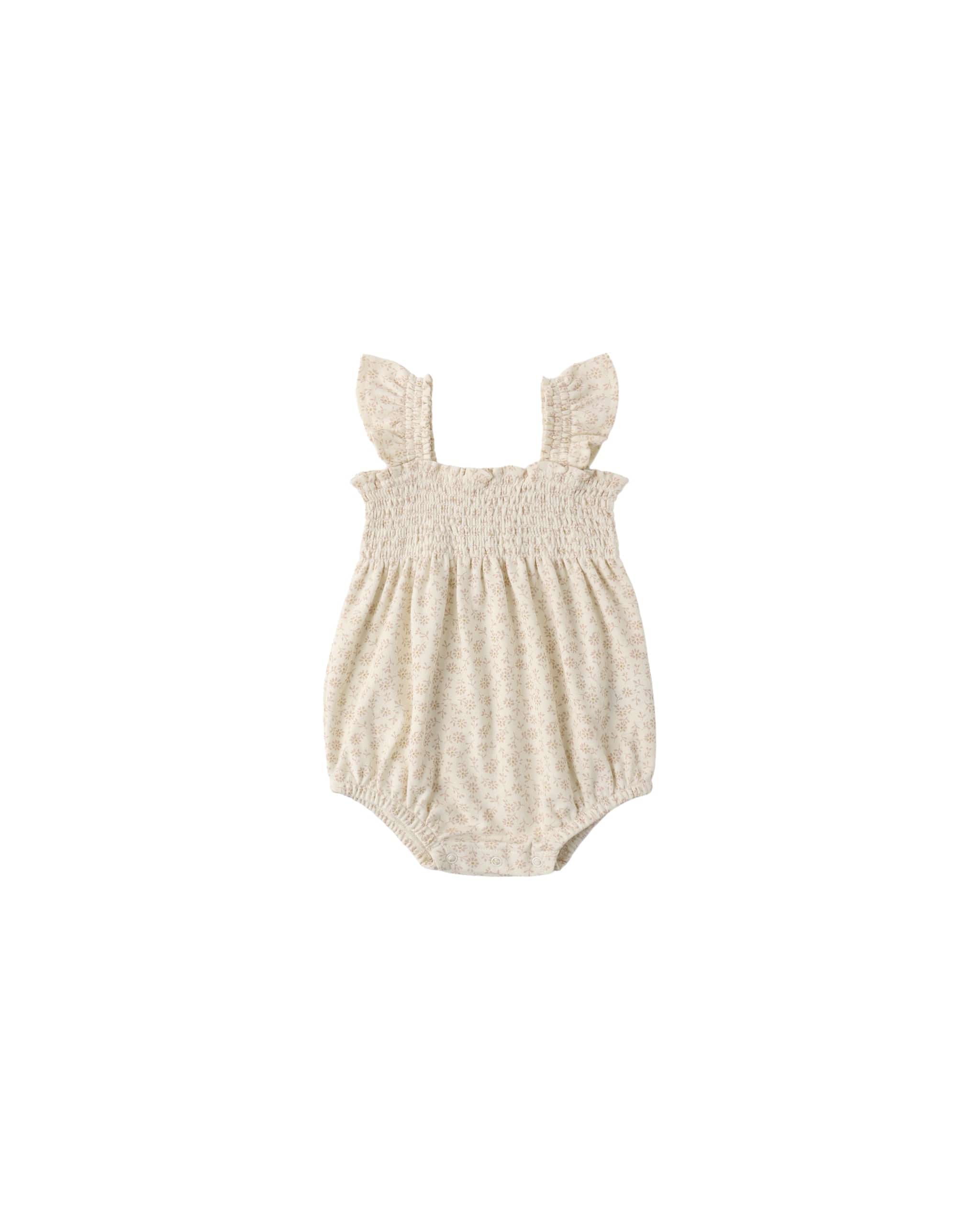 Quincy Mae Baby Smocked Ruffle Sleeve Romper || Ditsy