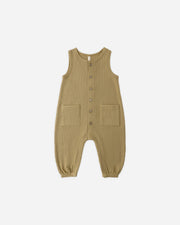 Quincy Mae Baby Waffle Jumpsuit || Honey