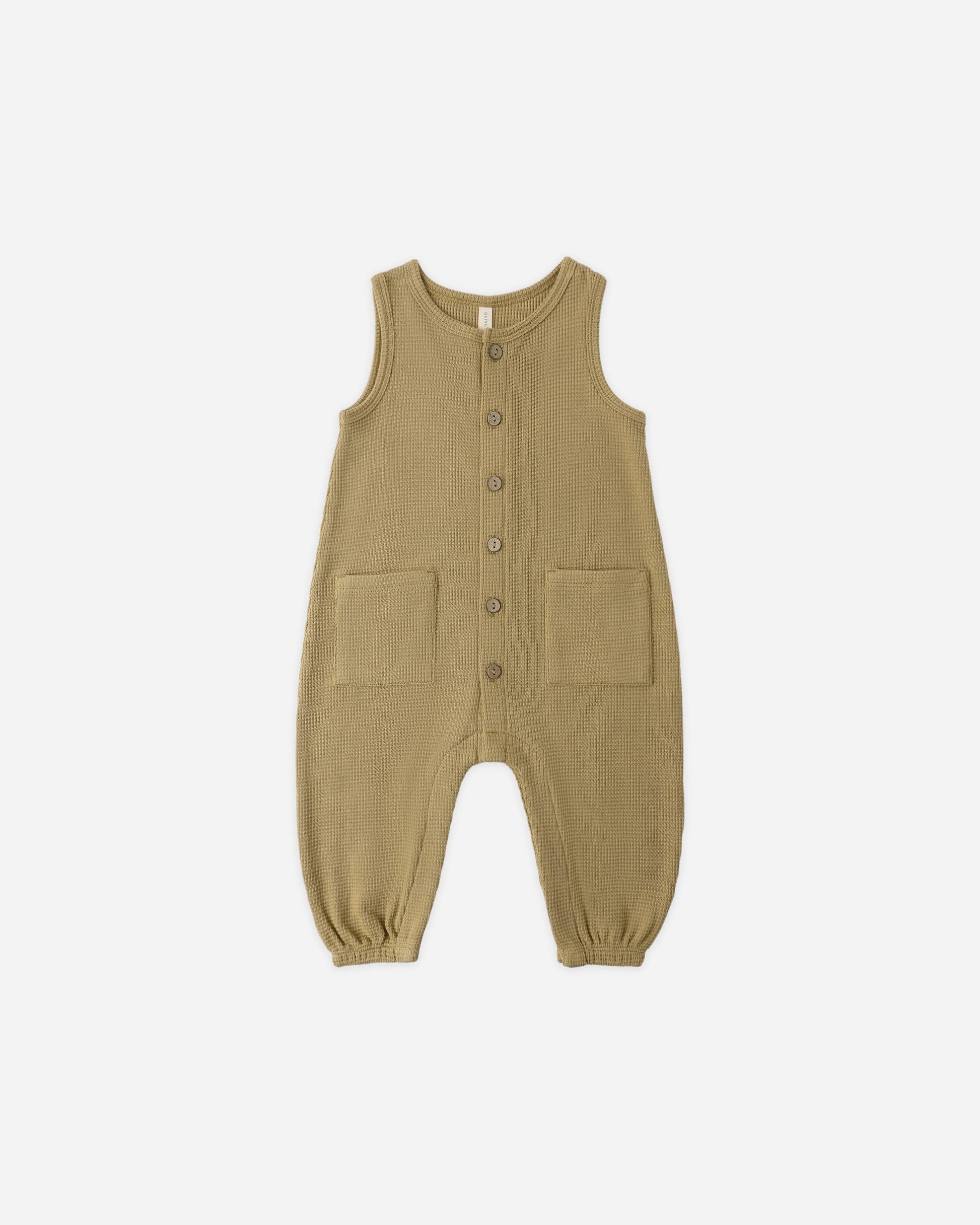 Quincy Mae Baby Waffle Jumpsuit || Honey