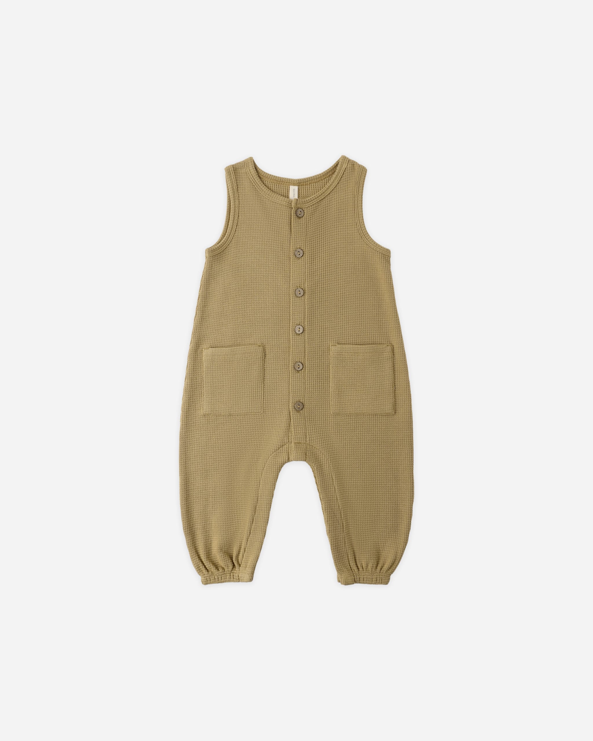 Quincy Mae Baby Waffle Jumpsuit || Honey