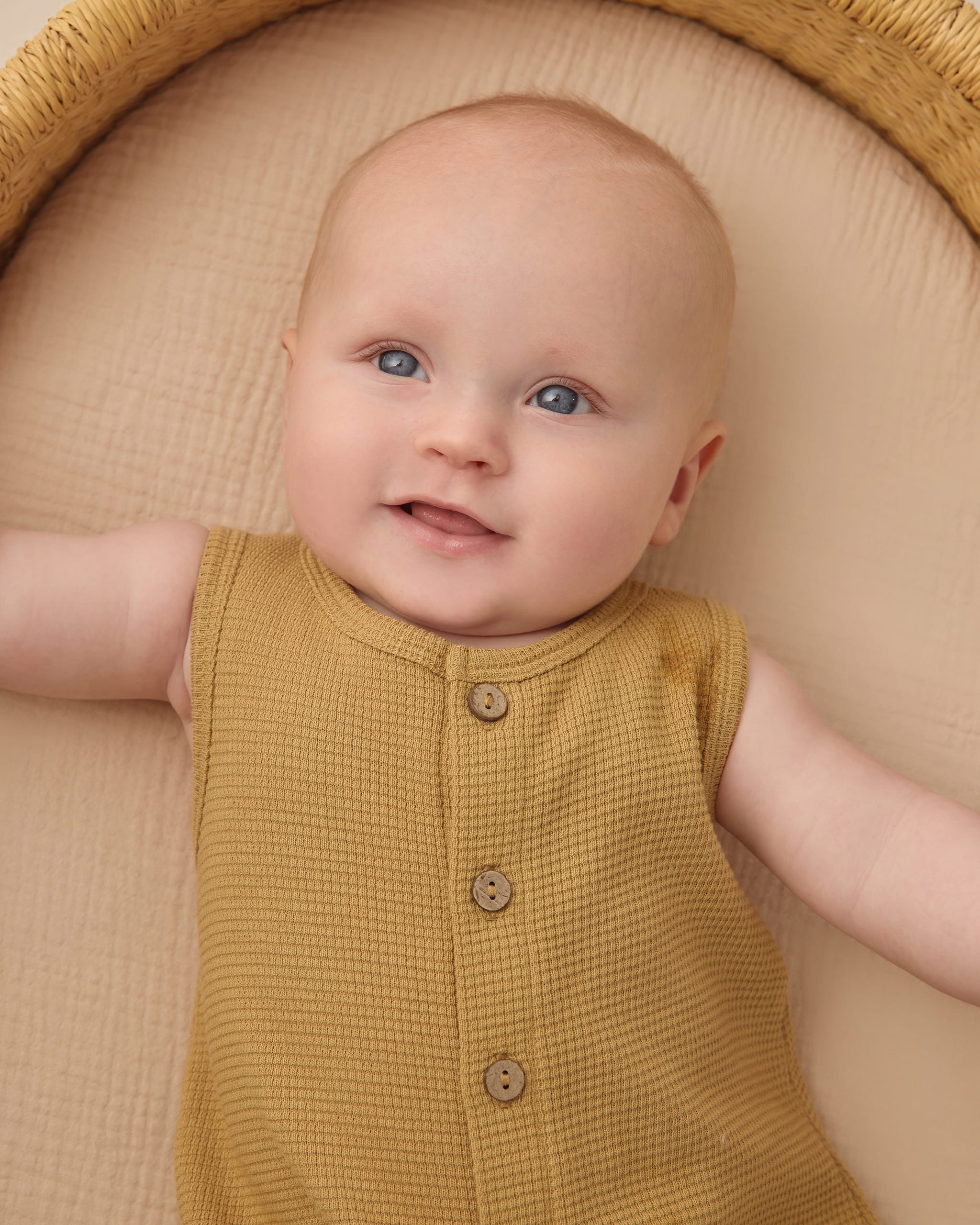 Quincy Mae Baby Waffle Jumpsuit || Honey