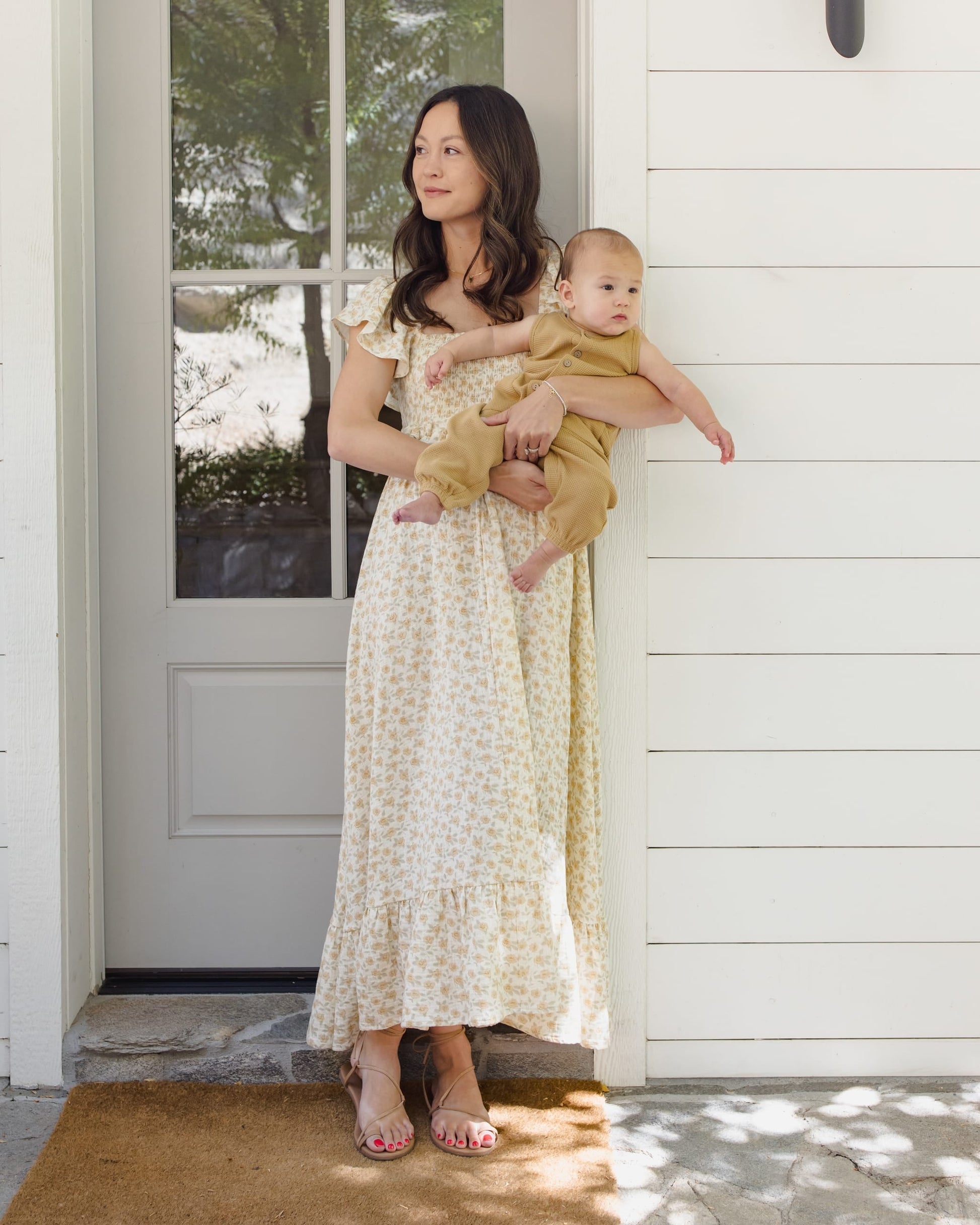 Quincy Mae Baby Waffle Jumpsuit || Honey