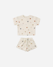 Quincy Mae Baby Waffle Tee + Short Set || Confetti Hearts