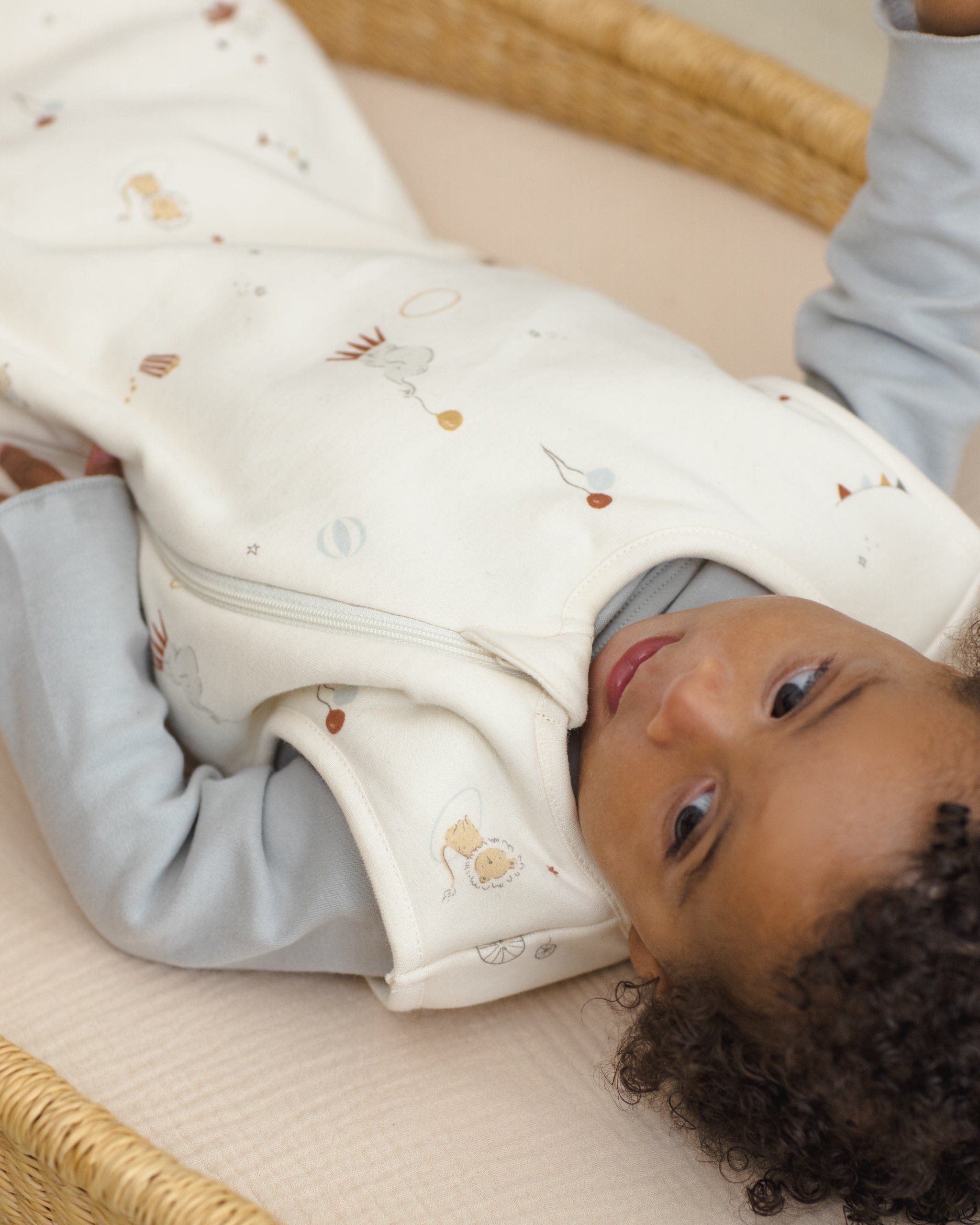 Quincy Mae Baby Wrap Top + Footed Pant Set || Sky