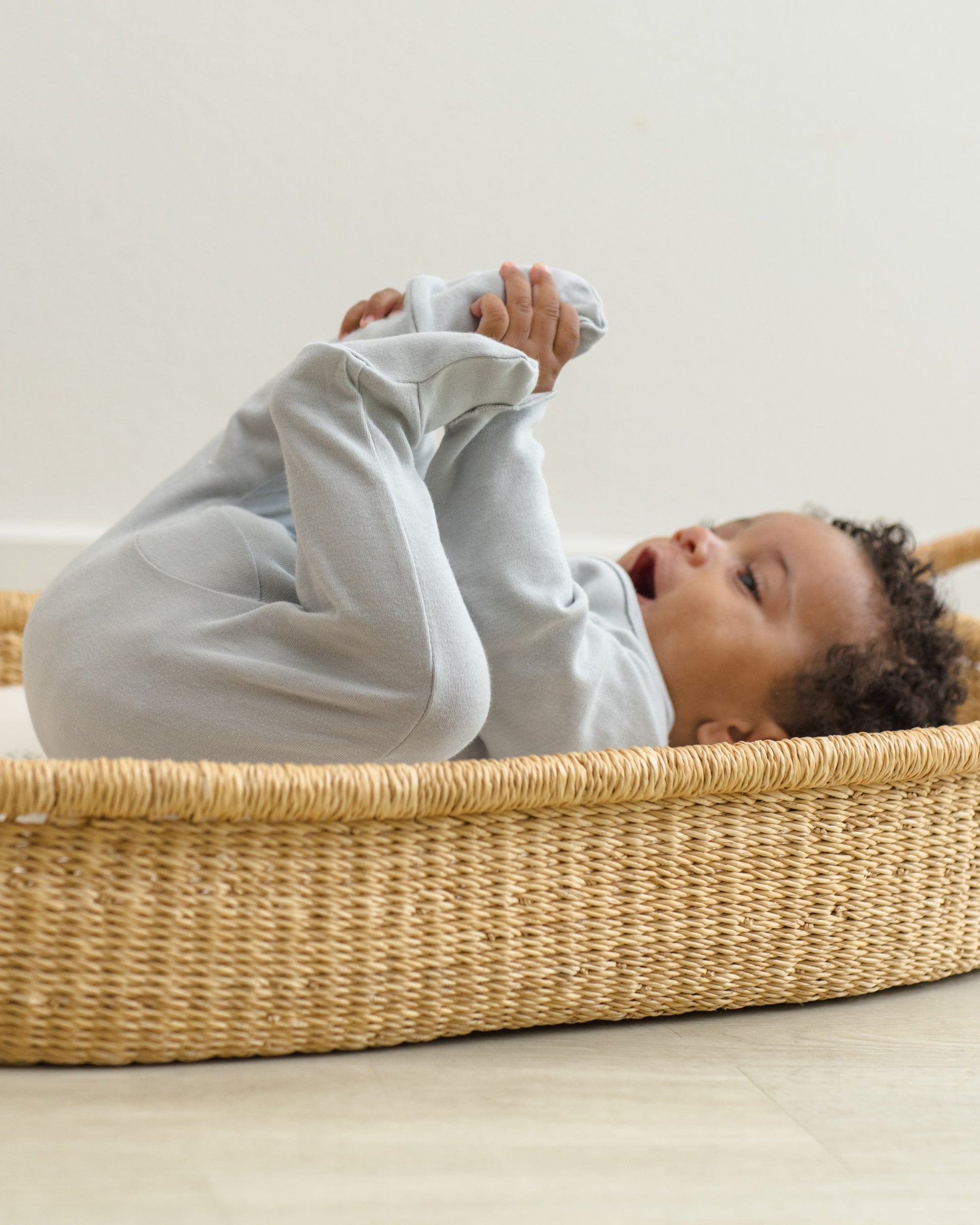 Quincy Mae Baby Wrap Top + Footed Pant Set || Sky