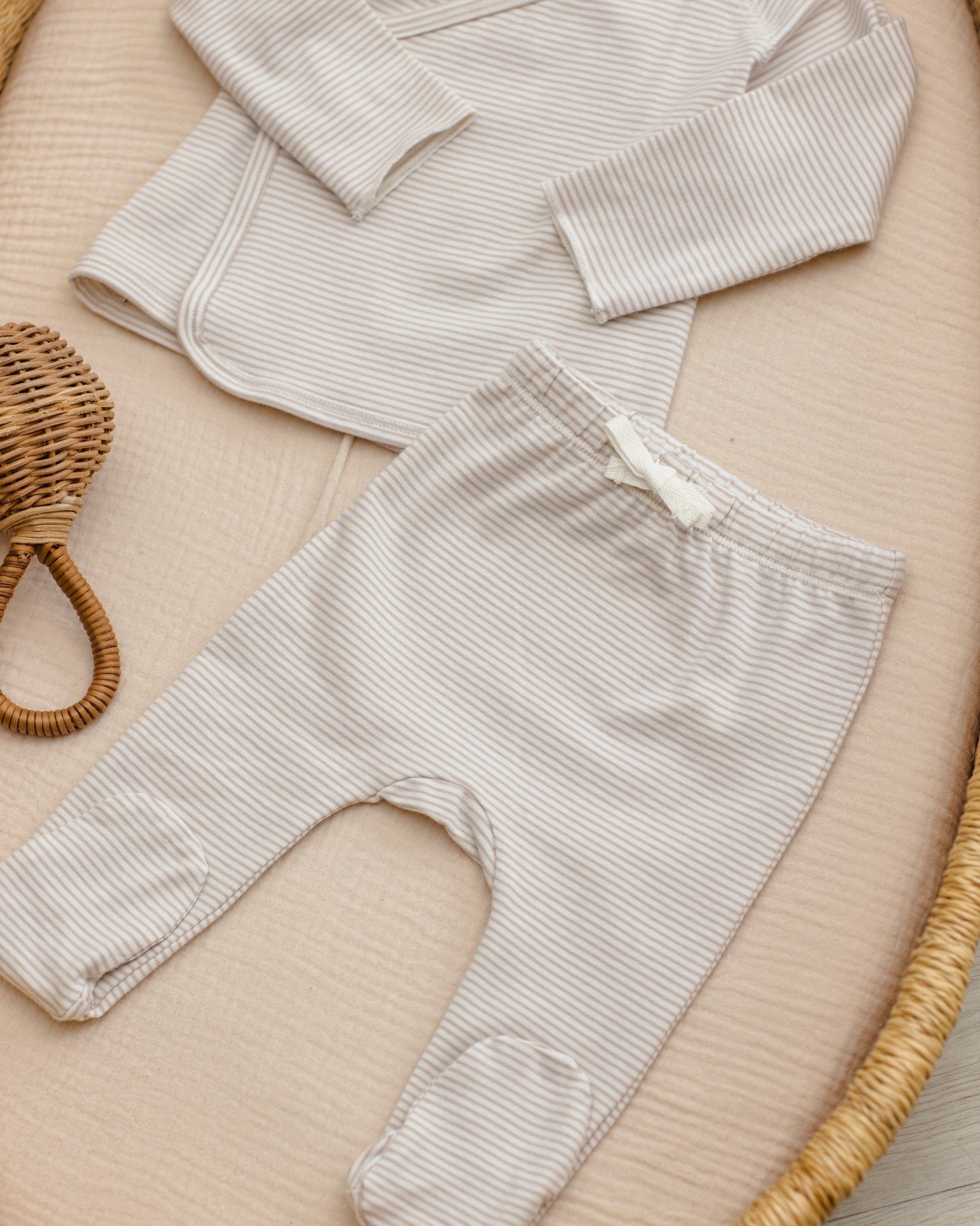 Quincy Mae Baby Wrap Top + Footed Pant Set || Sky