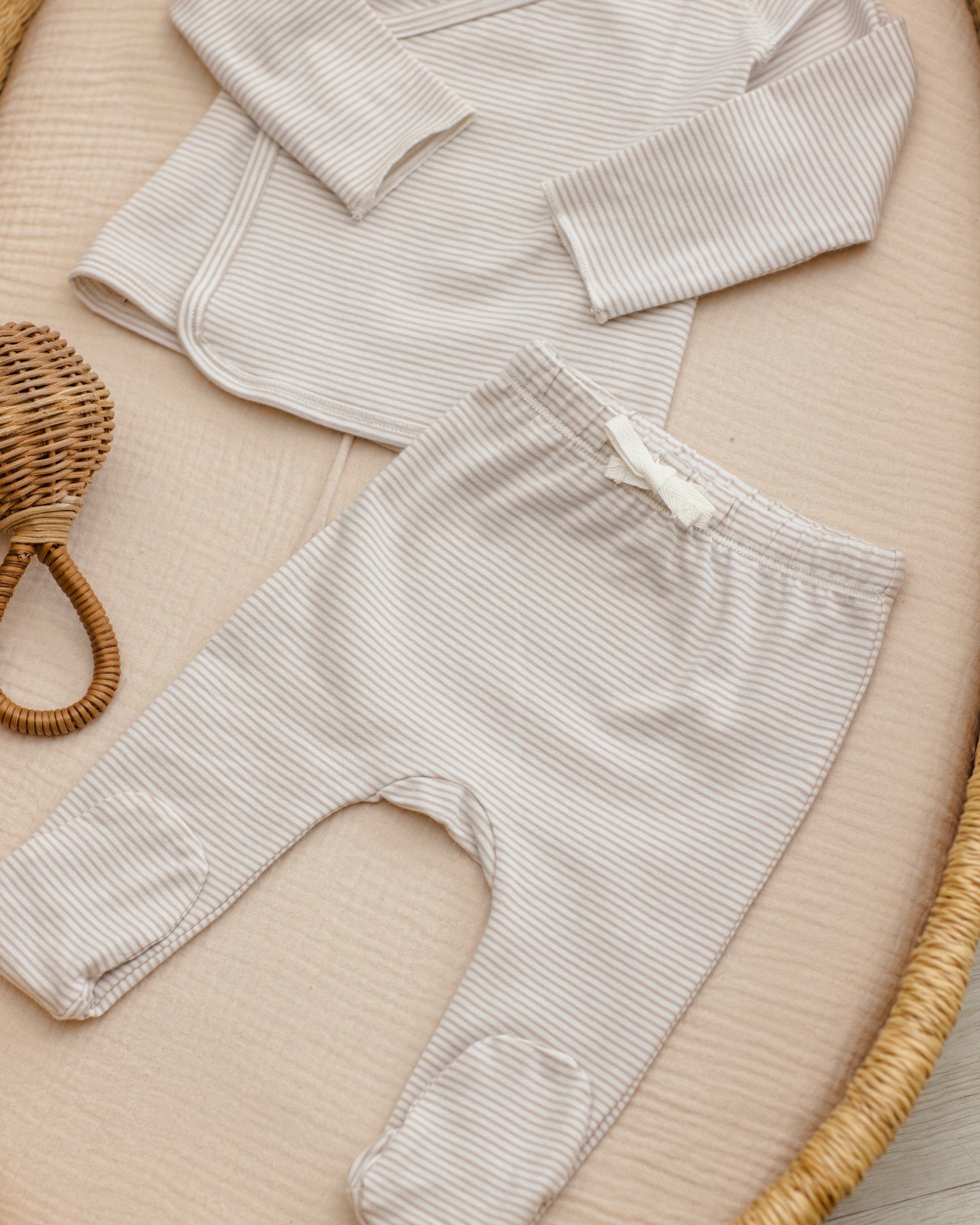 Quincy Mae Baby Wrap Top + Footed Pant Set || Sky