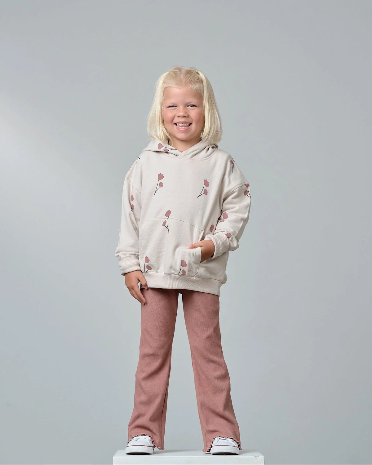 Ribbed Flare Pant - Pink | Little Bipsy