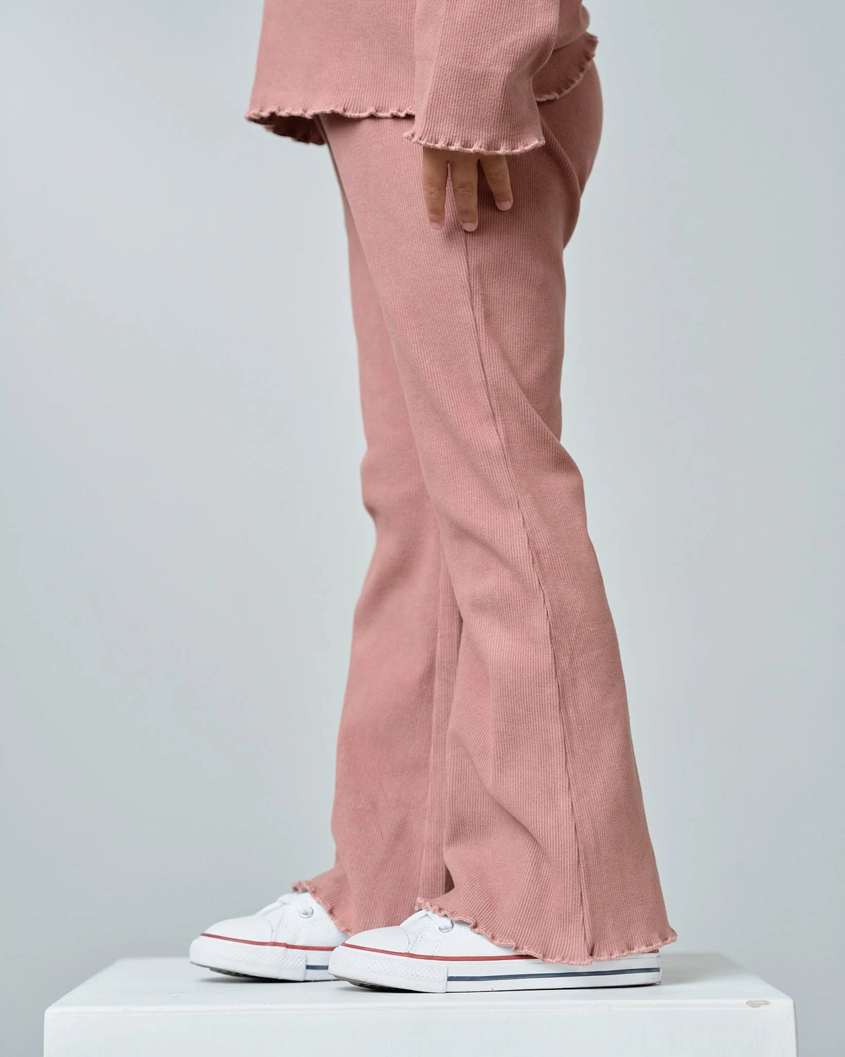 Ribbed Flare Pant - Pink | Little Bipsy
