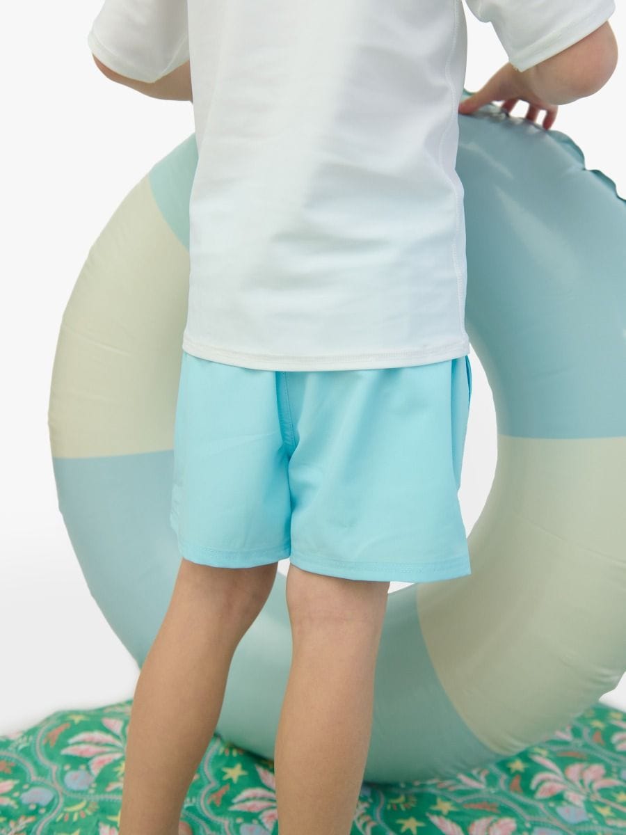 RuffleButts + RuggedButts Baby Color Changing Performance Hybrid Swim Trunks - Blue Breeze Bay