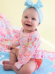 RuffleButts + RuggedButts Baby Long Sleeve One Piece Rash Guard Swimsuit, With Signature Rear Ruffles