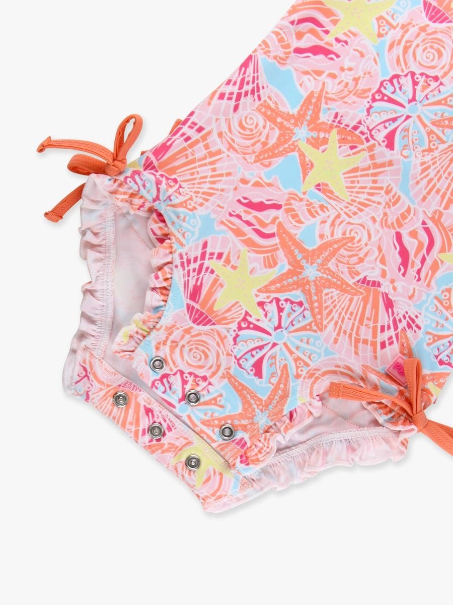 RuffleButts + RuggedButts Baby Long Sleeve One Piece Rash Guard Swimsuit, With Signature Rear Ruffles