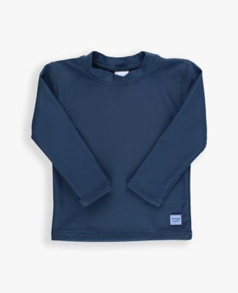 RuffleButts + RuggedButts Baby Long Sleeve Rash Guard, Navy