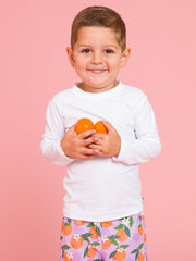 RuffleButts + RuggedButts Baby Long Sleeve Rash Guard, White