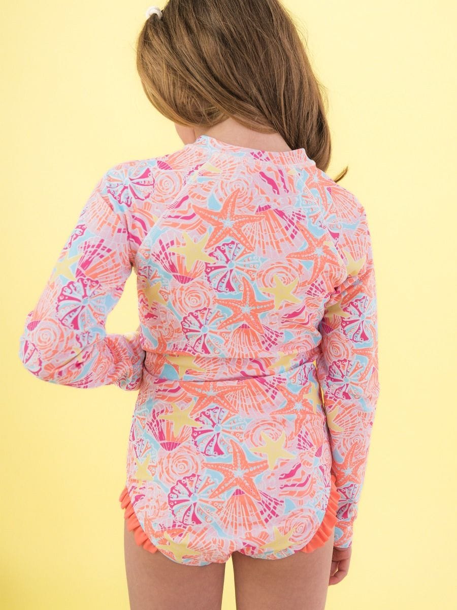 RuffleButts + RuggedButts Baby Long Sleeve Zipper One Piece Rash Guard Swimsuit
