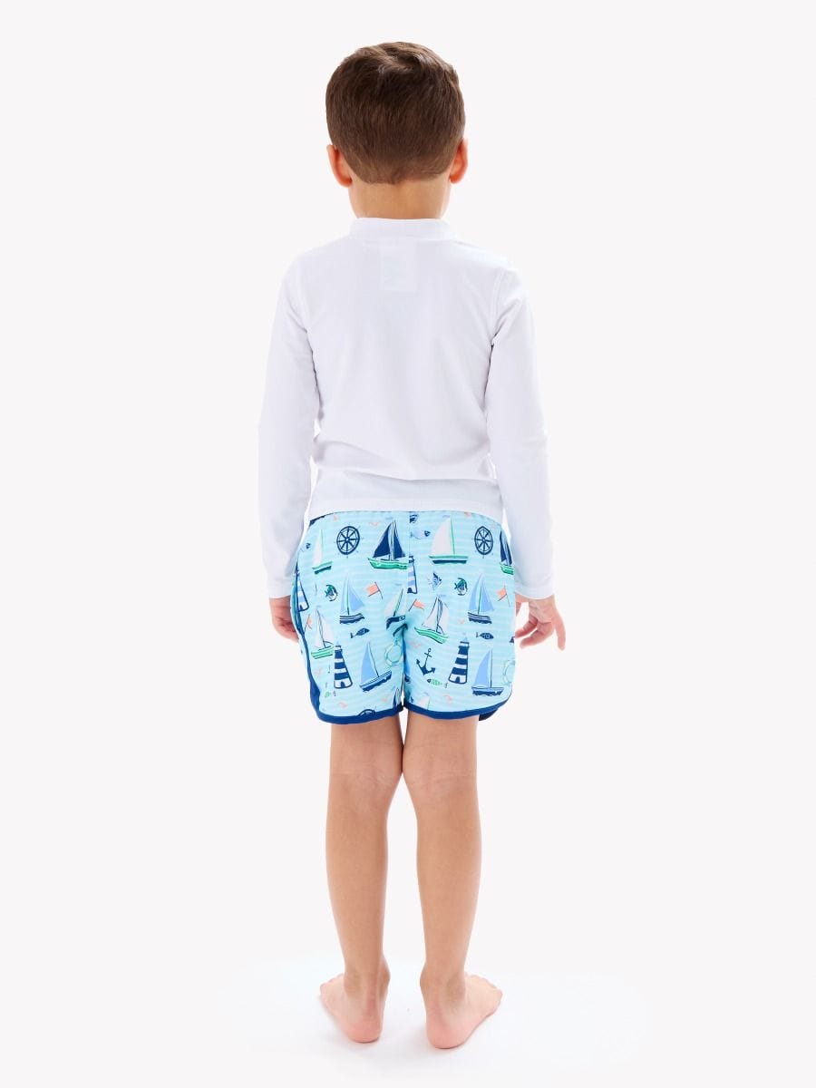 RuffleButts + RuggedButts Baby Performance Hybrid Dolphin Hem Swim Trunks