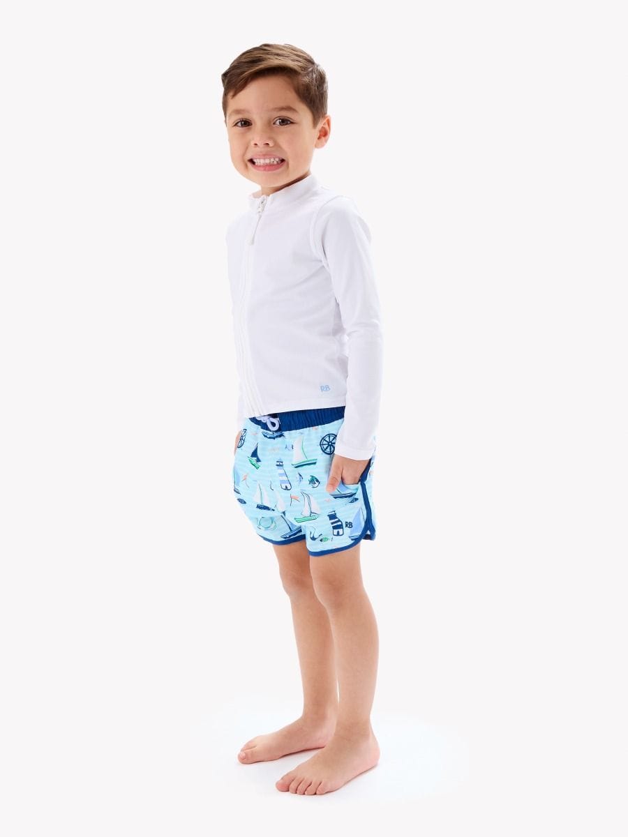 RuffleButts + RuggedButts Baby Performance Hybrid Dolphin Hem Swim Trunks