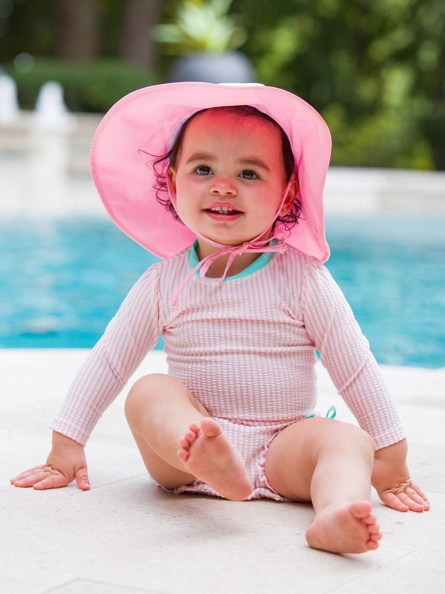 RuffleButts + RuggedButts Baby Sun Protective Hat - Pink