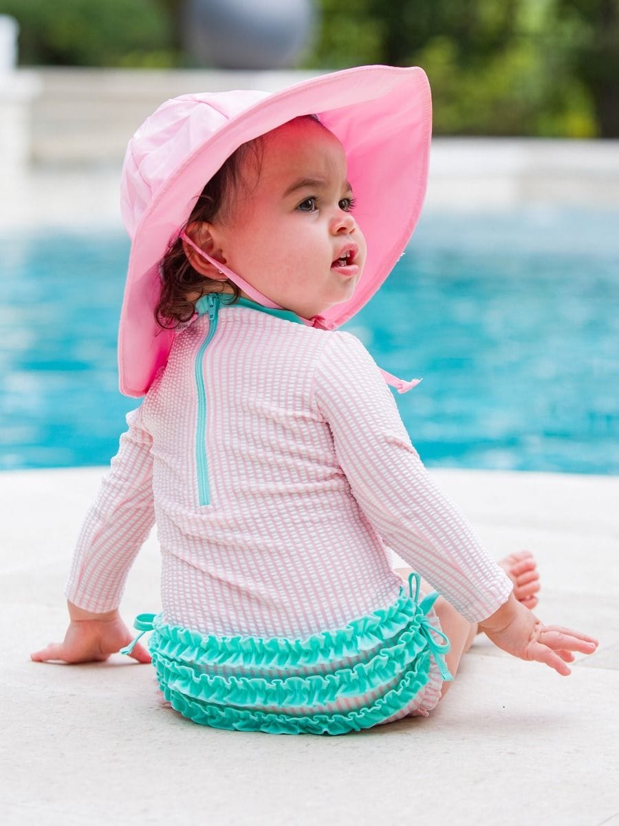 RuffleButts + RuggedButts Baby Sun Protective Hat - Pink