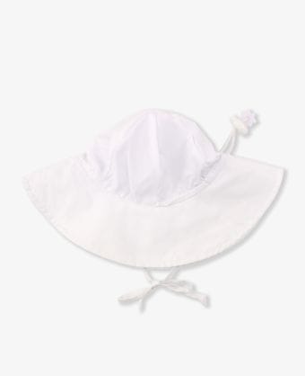 RuffleButts + RuggedButts Baby Sun Protective Hat - White