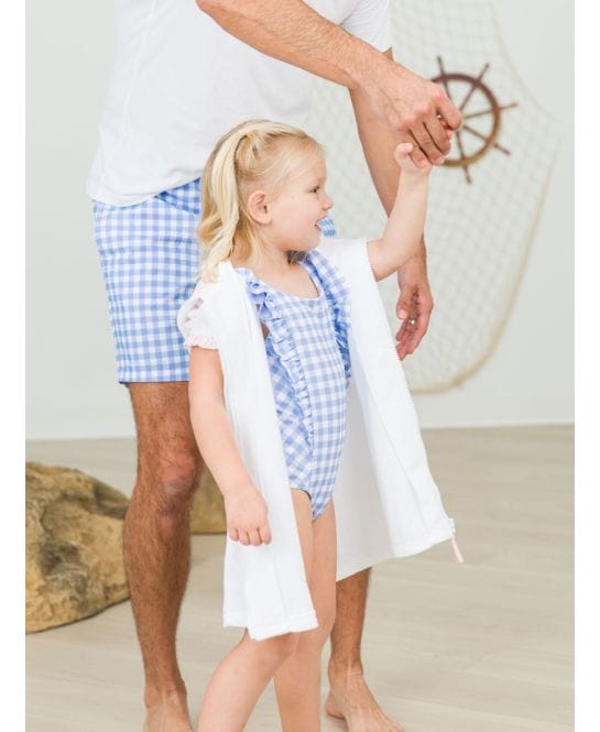 RuffleButts + RuggedButts Baby White Terry Full-Zip Cover-Up